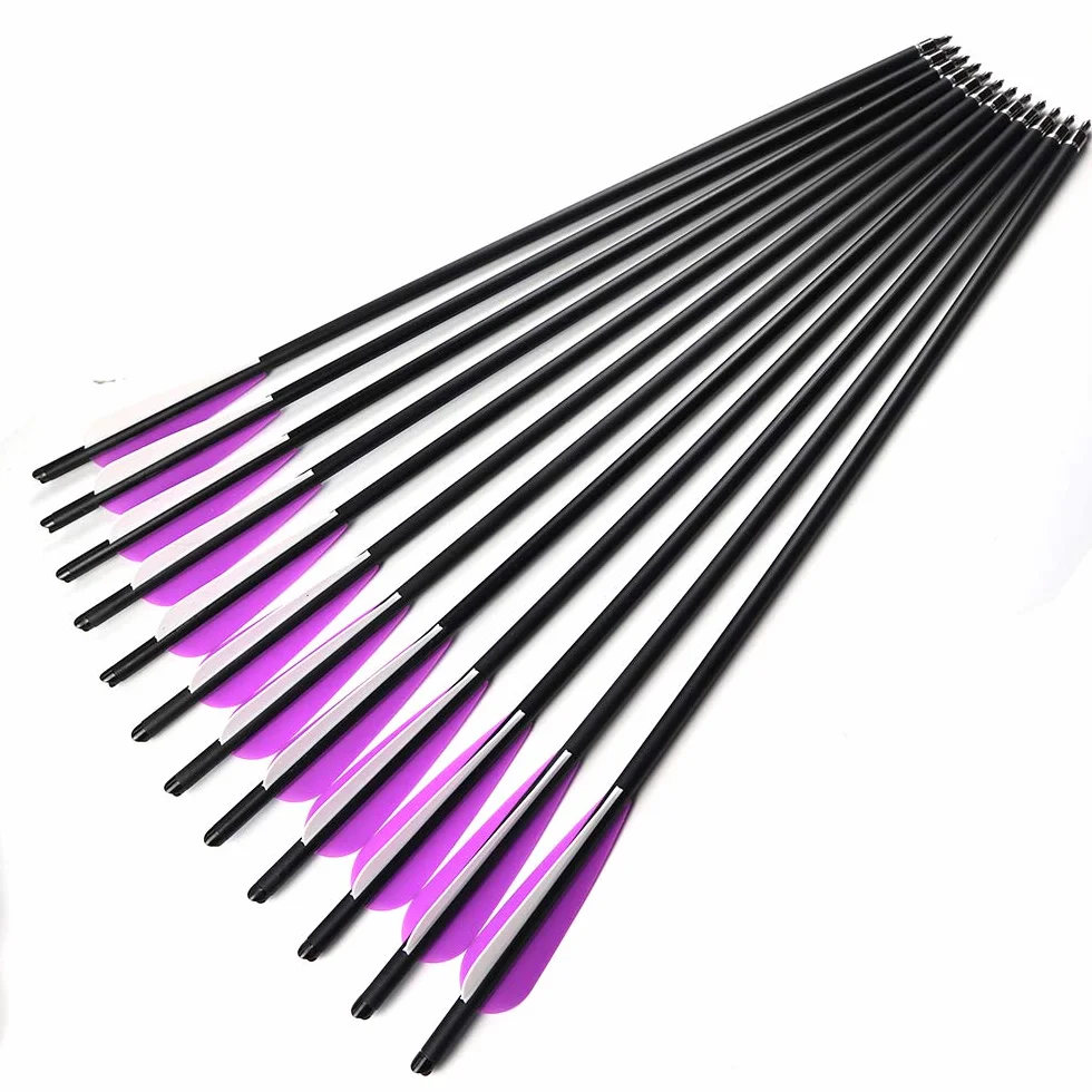 ACCMOS Flèches de Carbone pour Arbalète de Chasse 16-22 pouces Diamètre Intérieur 7.6mm Pointe en Acier Amovible