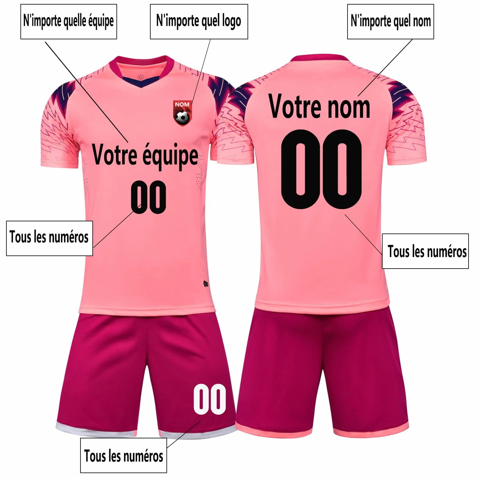 Maillot de Football Personnalisé Manches Courtes Respirant Enfants