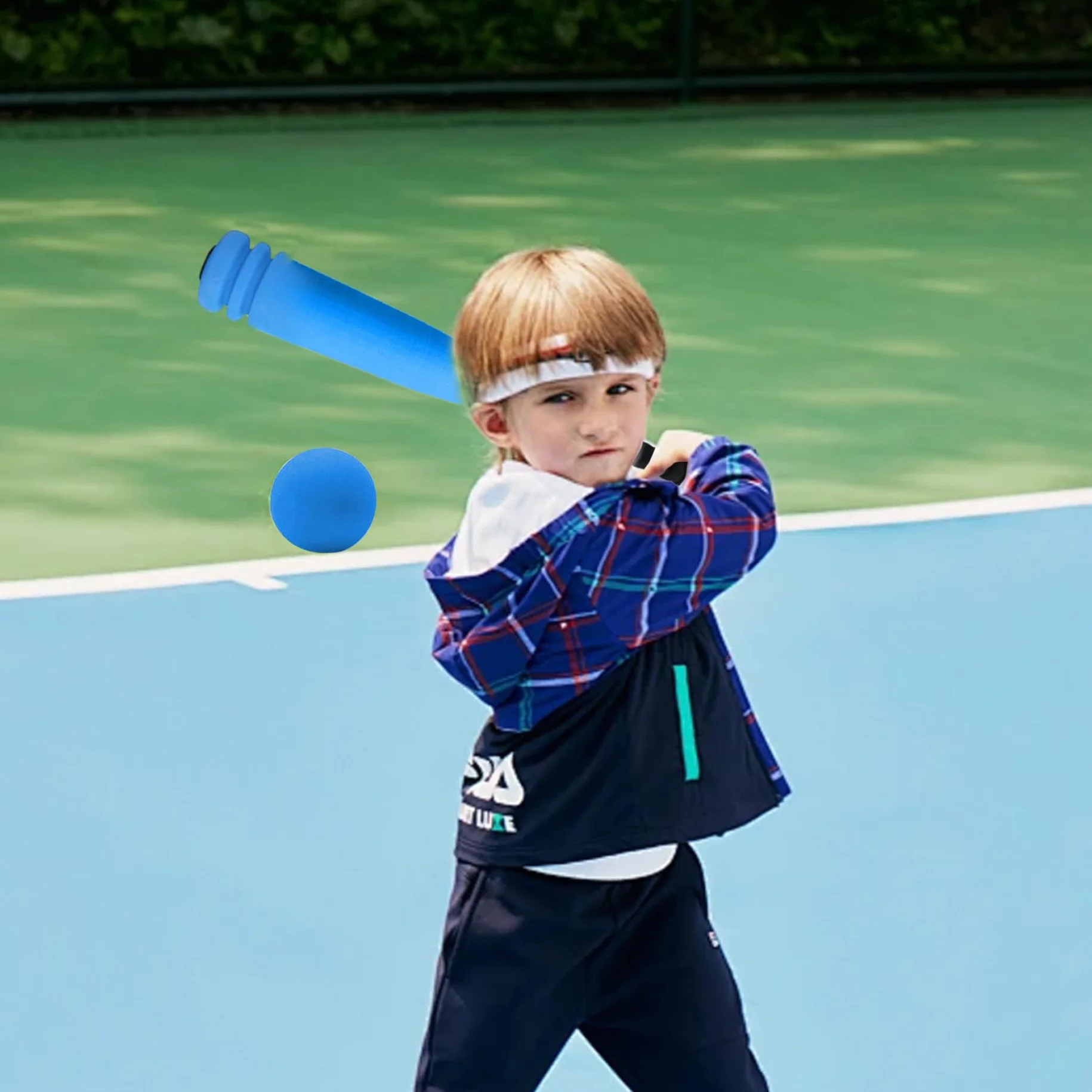 Batte de Baseball en Mousse Légère pour Enfants avec Balle - Jeu de Sport Extérieur et Intérieur Bleu