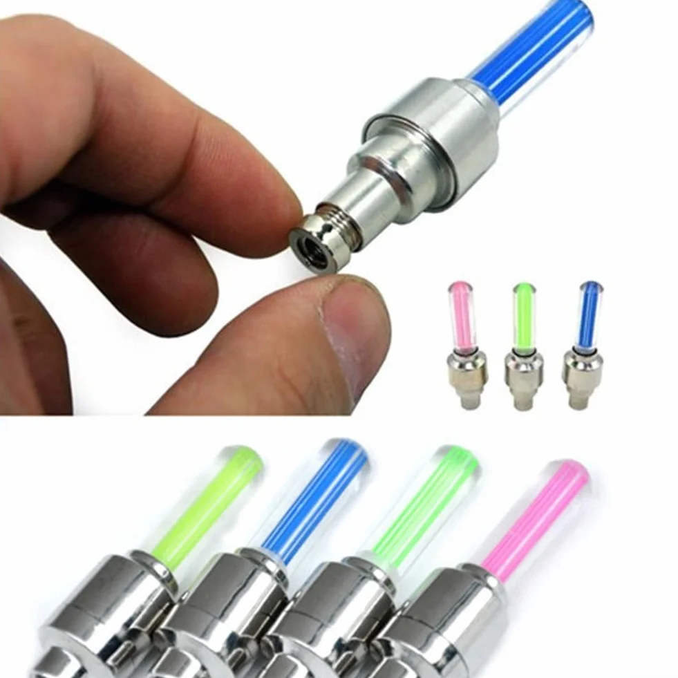 Lampes LED détecteur de mouvement tige valve vélo 16g 4 couleurs lot de 10