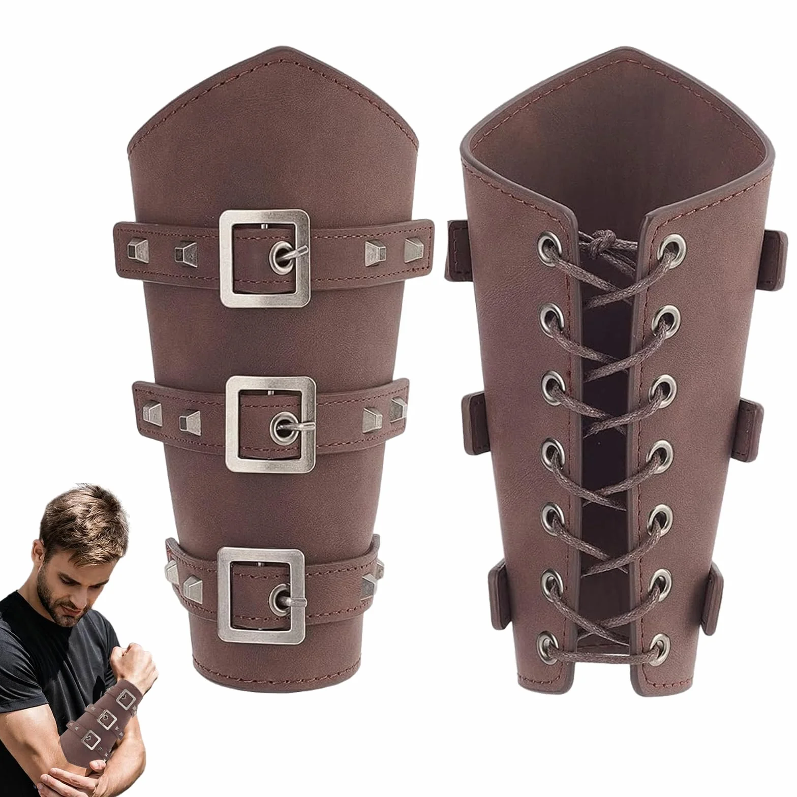 Protège Bras en Cuir Viking Réglable Médiéval pour Chevaliers Halloween Cosplay