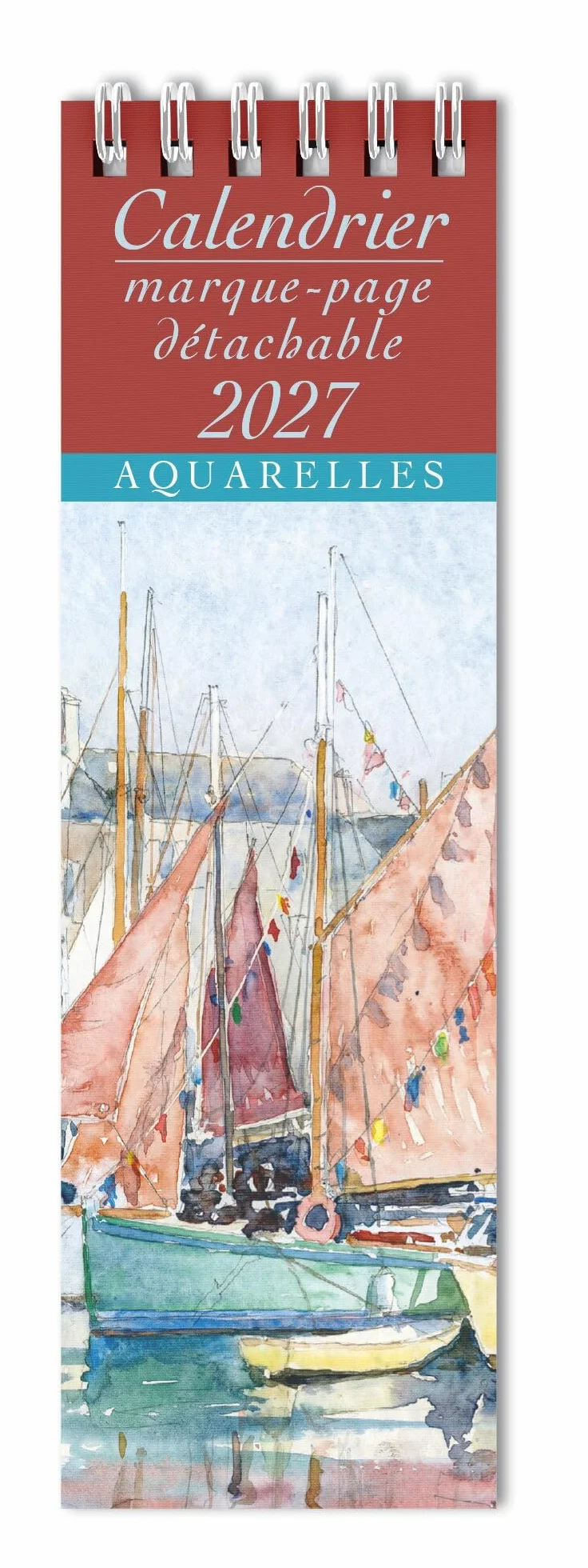 Calendrier Marque Page 2027 Aquarelle Vanderbergue Voiliers 5.5x17cm