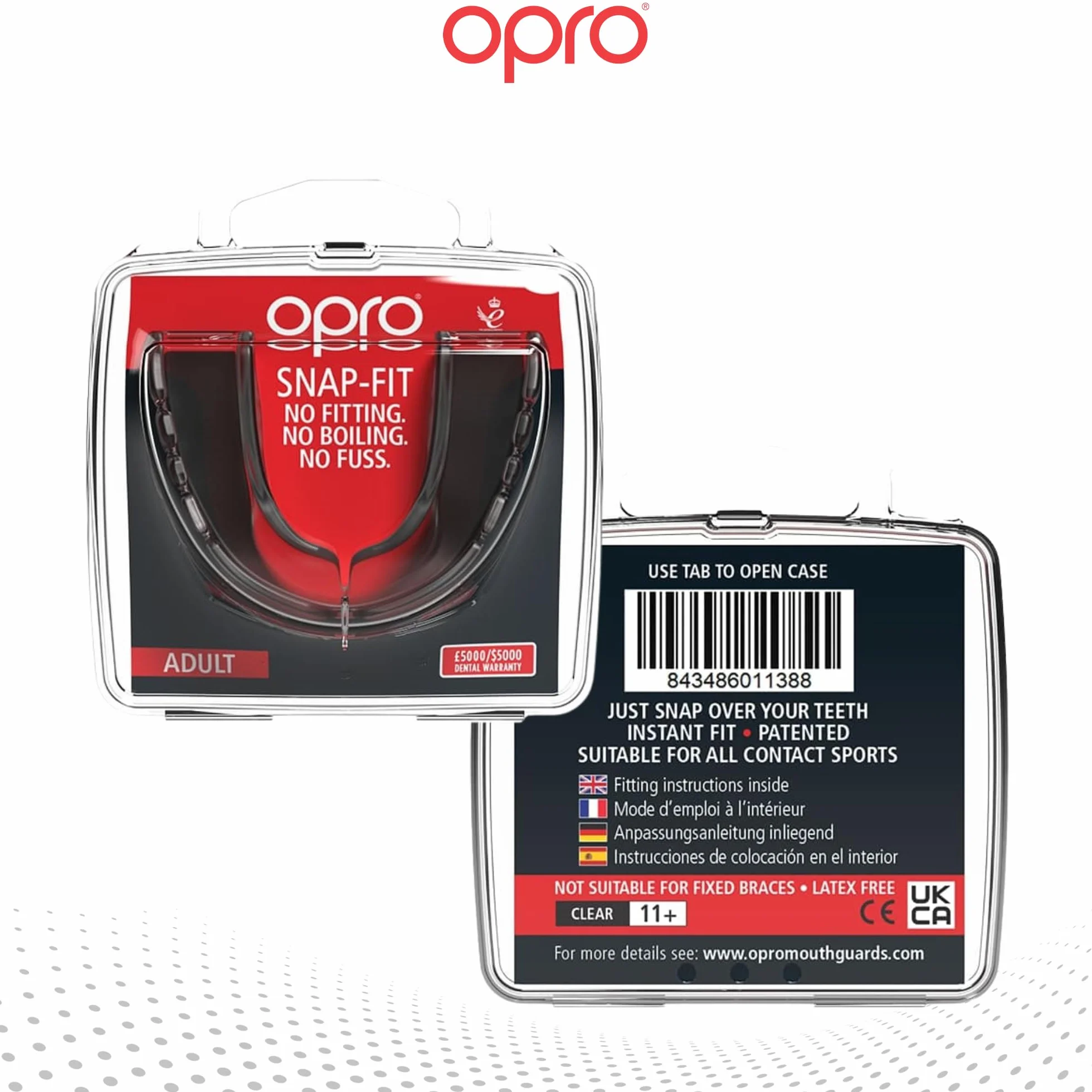 OPRO Protège-dents Snap-Fit Boxe MMA Rugby Hockey Adultes Enfants Antichoc