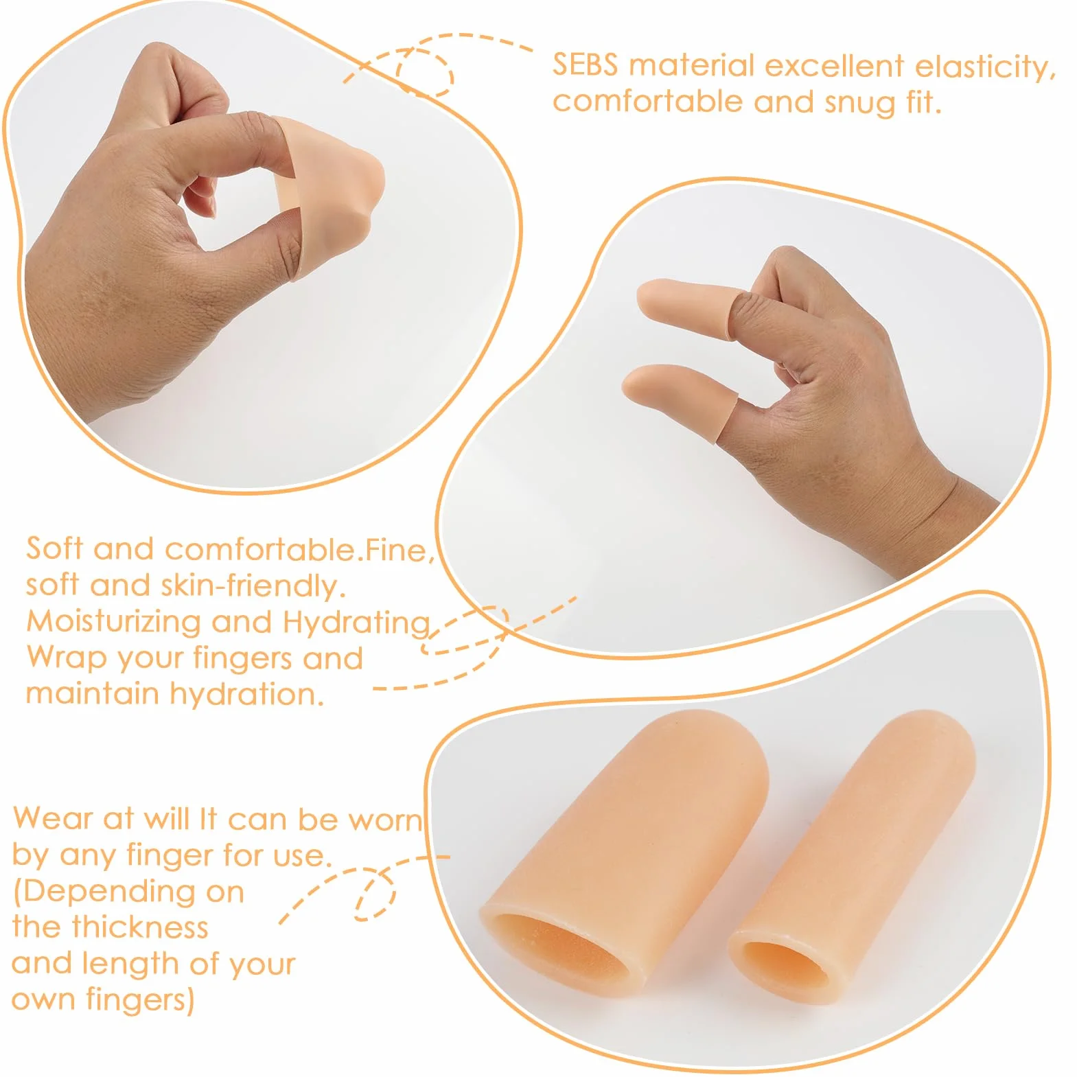 Protège Doigts en Silicone Étanches 30PCS, SEBS Protection Durable Réglable Pouce Flexible