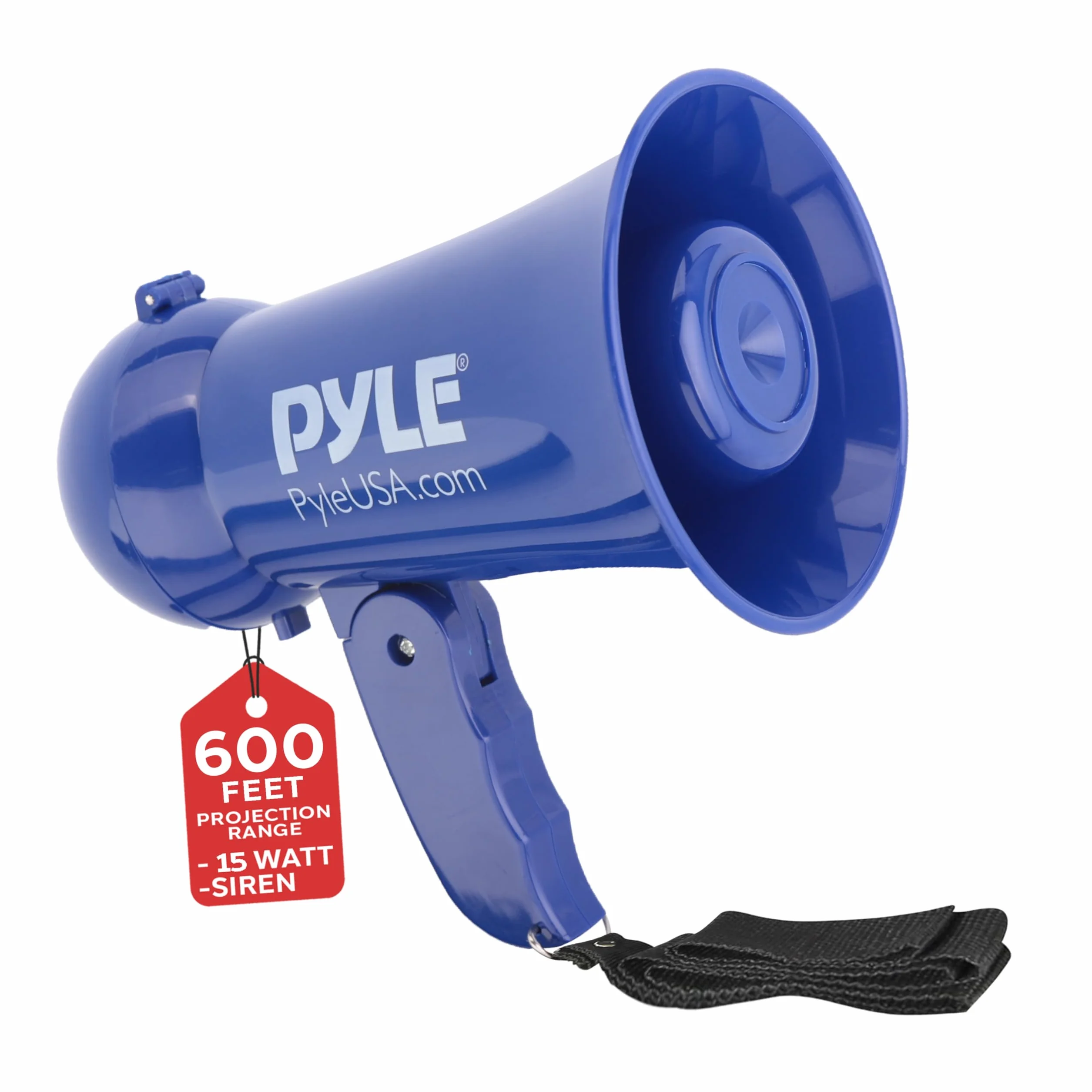 Pyle Mégaphone Portable à Piles avec Sirène Intégrée et Microphone Dynamique, Bleu Marine