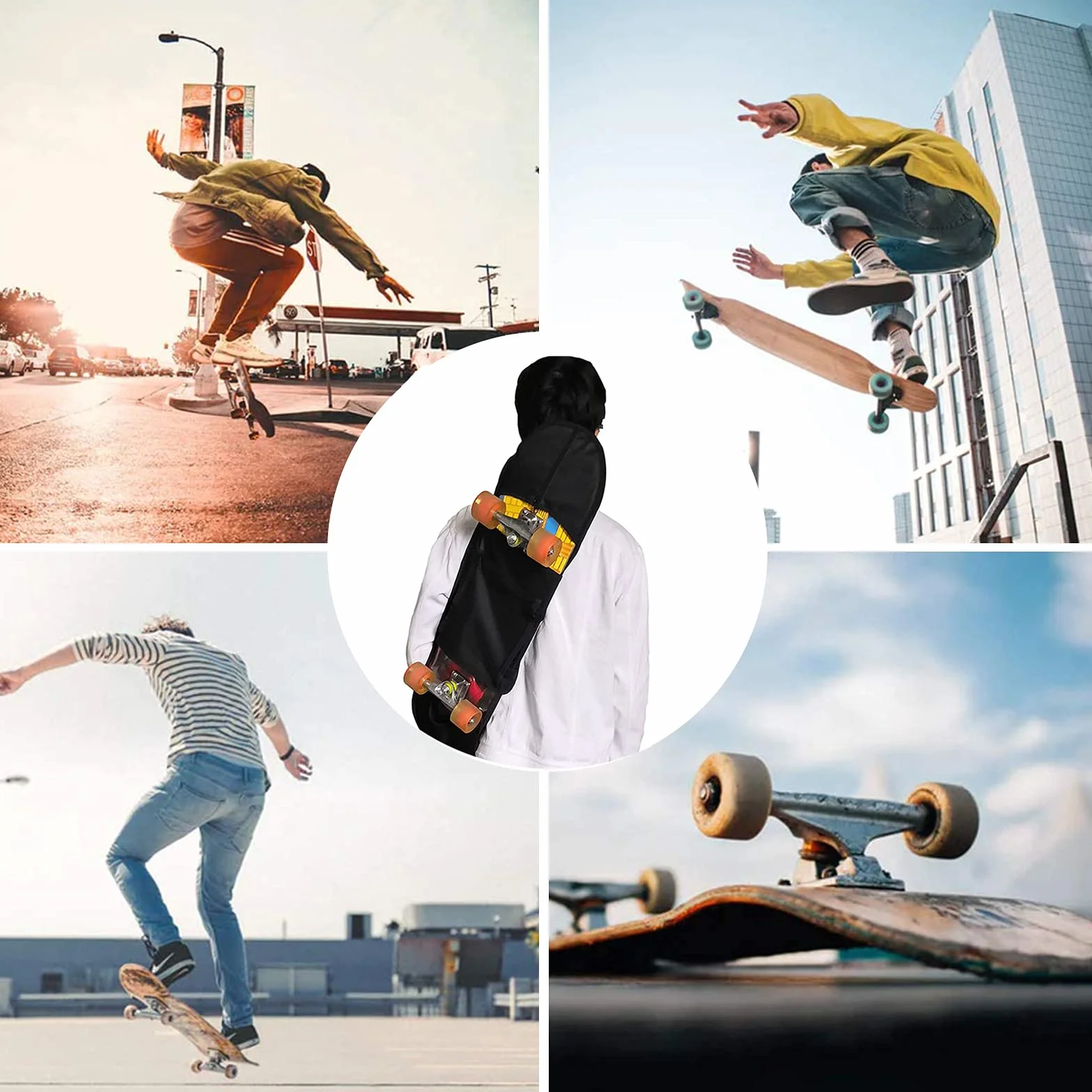 Sac à Dos pour Skateboard Longboard Oxford 84x22cm Bandoulière Réglable Universel