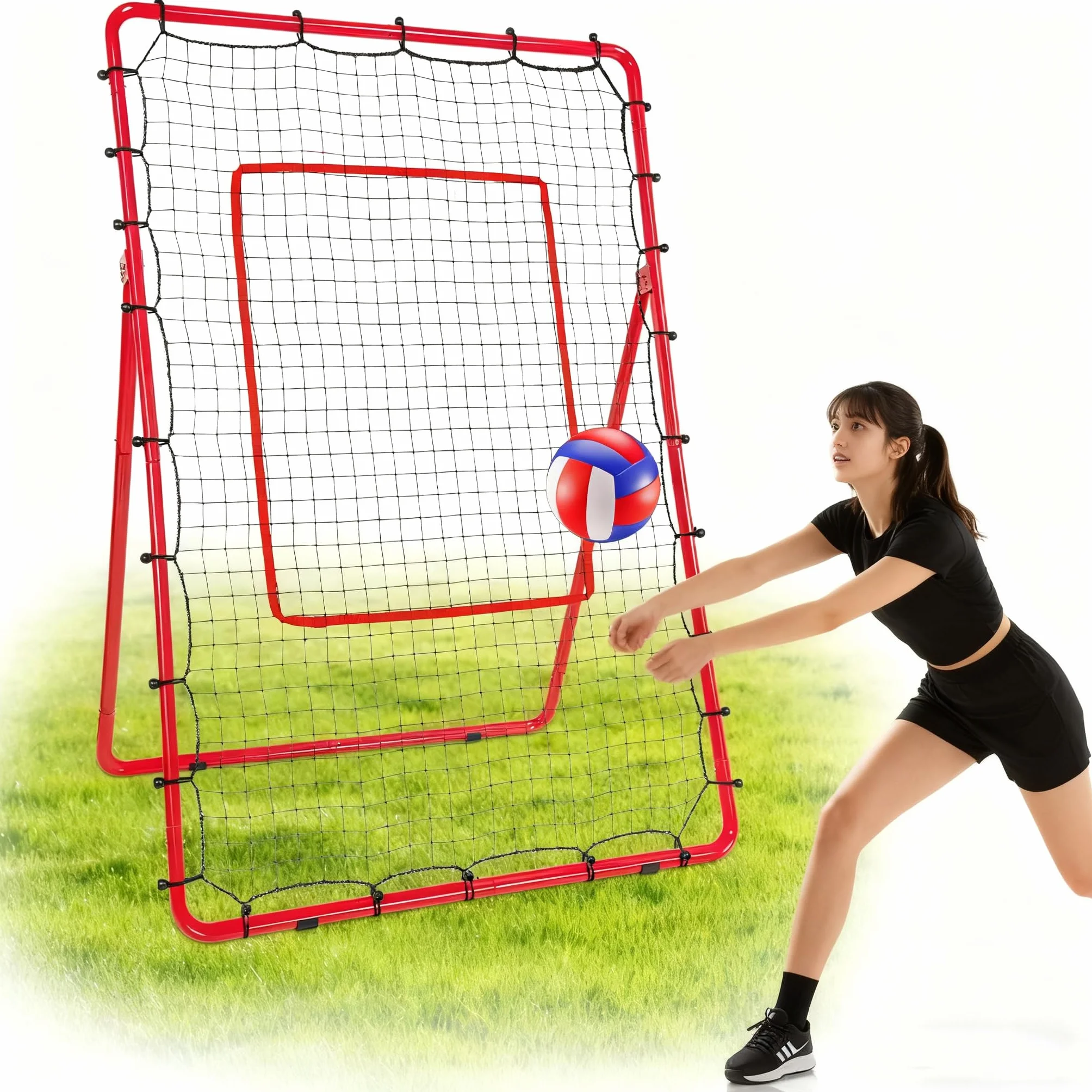AKOZLIN Filet de rebond baseball softball 5 angles réglables 1,8 x 1,2 m avec zone de frappe sac de transport