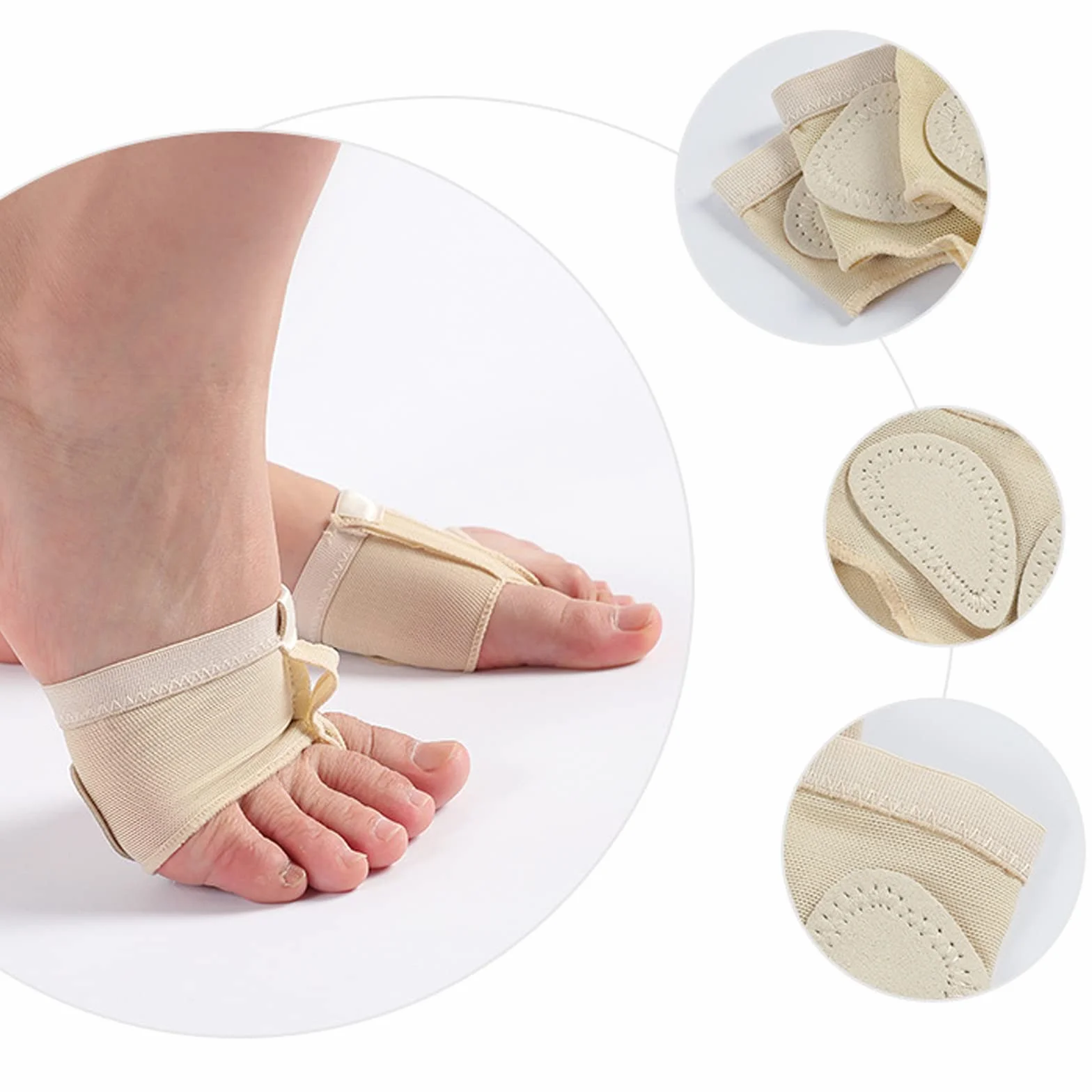 VEGCOO 3 Paires Coussinet Pied Antidérapant Strings Pied Ballet Dance Orteils Pad Danse Coussinets Avant-Pied Métatarsiens (L)