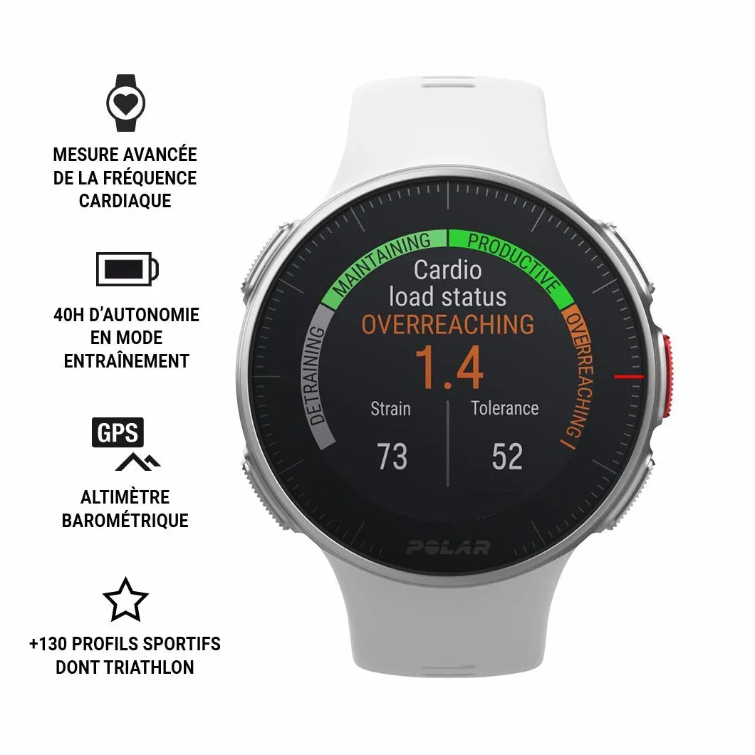 Polar Vantage V Montre de Sport GPS Premium Hommes Femmes Batterie Longue Durée Multisport Triathlon Cardiofréquencemètre Étanche