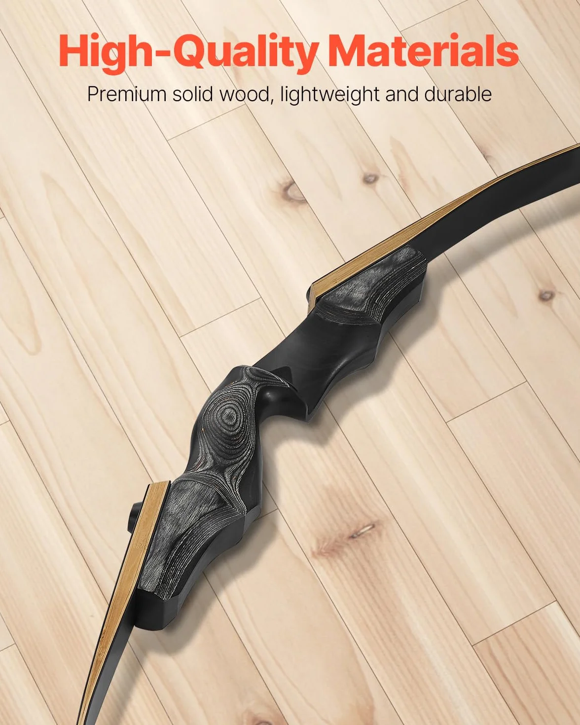 VEVOR Kit Arc Recourbé et Flèches Démontables en Bois 1524 mm, Ensemble Tir à l'Arc pour Droitier, 22,68 kg