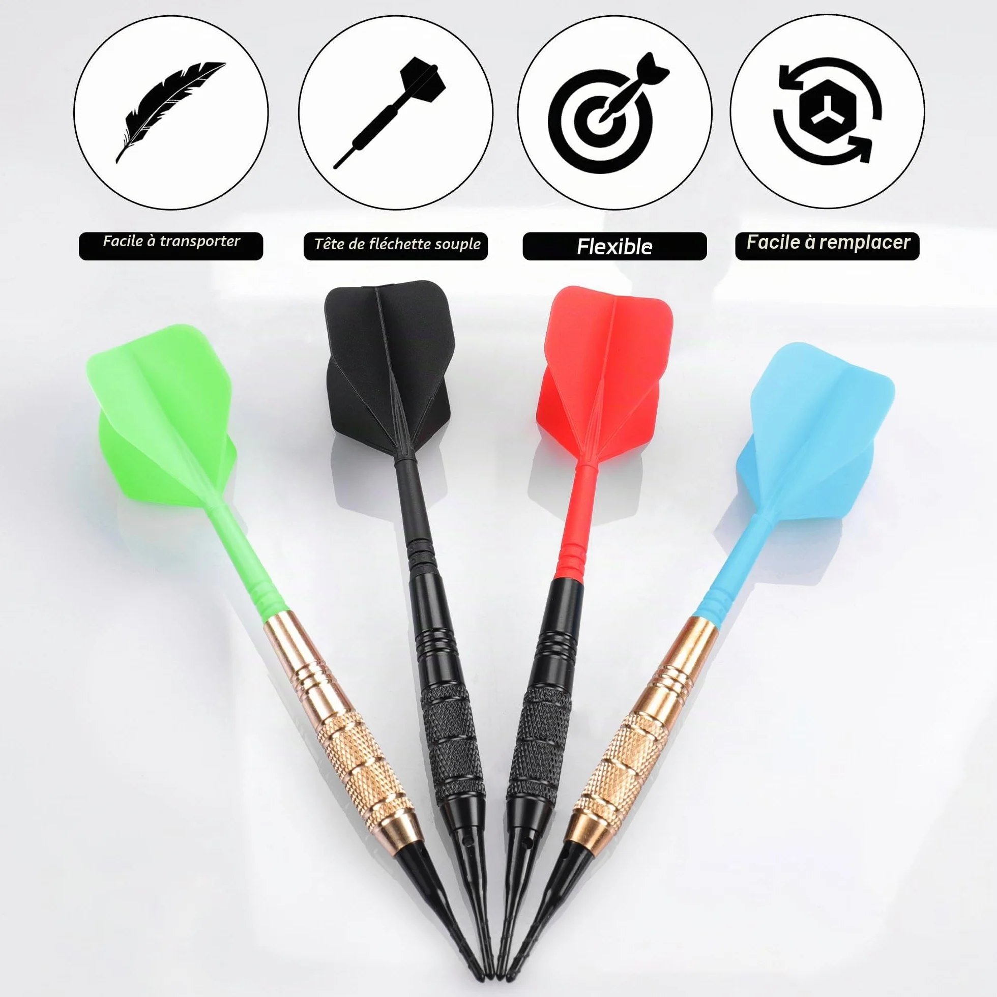 CyeeLife Flechette Pointe Plastique 12 Fléchettes 50 Pointes Set pour Cible Electronique