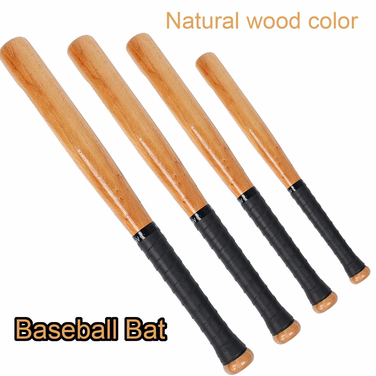 Batte de Baseball en Bois Chêne avec Bande Antidépante 54cm 64cm 74cm 84cm