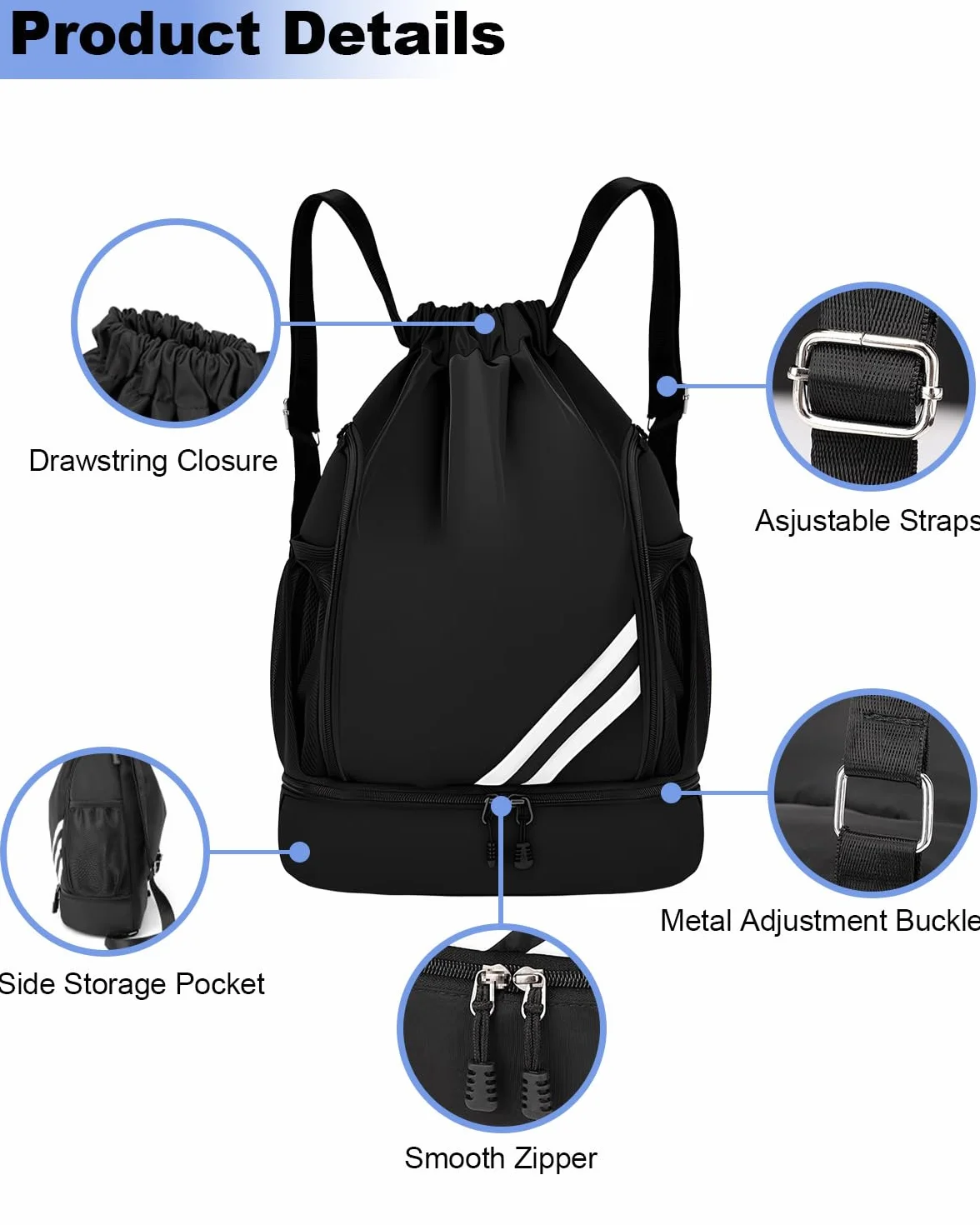 Sac Piscine Étanche Homme Femme, Sac à Dos Sport Compartiment Chaussures Pliable Poches