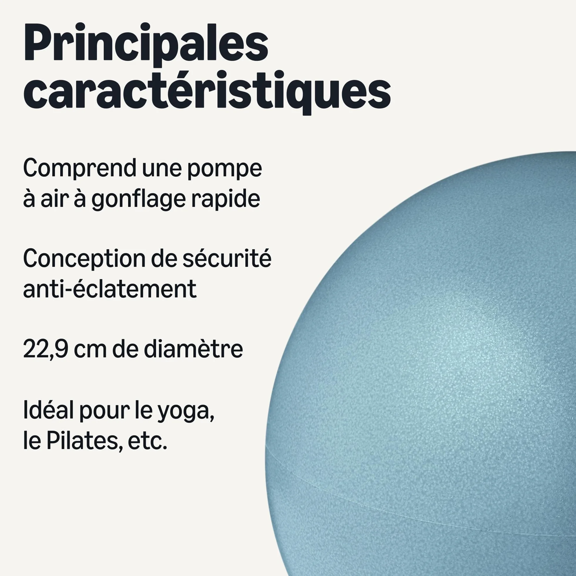 Amazon Basics Mini-Balle de Pilates 22,9 cm Anti-éclatement Yoga Gainage Gym