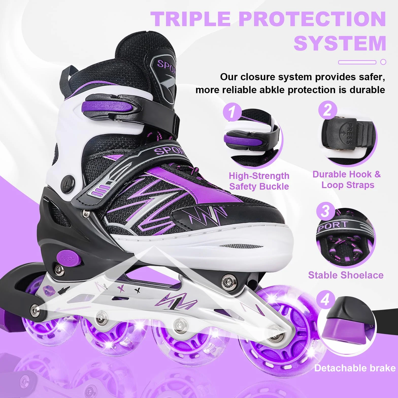 Patins à Roues alignées Ajustables pour Enfants avec Roues Lumineuses, Débutants
