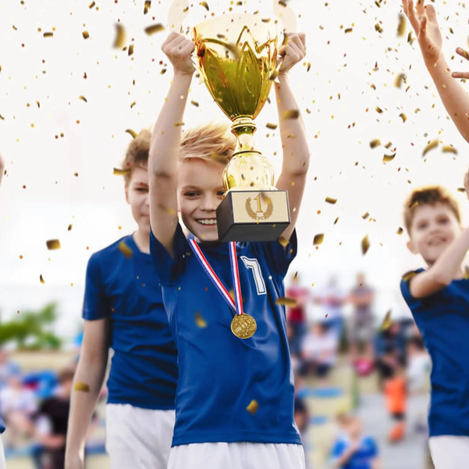 Médailles Enfants 30 Pièces Médaille d'or avec Rubans Cou Plastique Récompense Jeux Scolaires