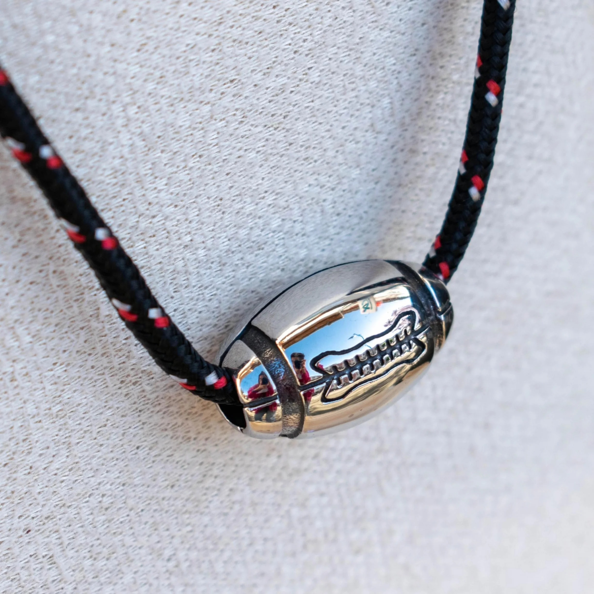 Collier Rugby acier inoxydable pendentif ballon de rugby homme argent réglable