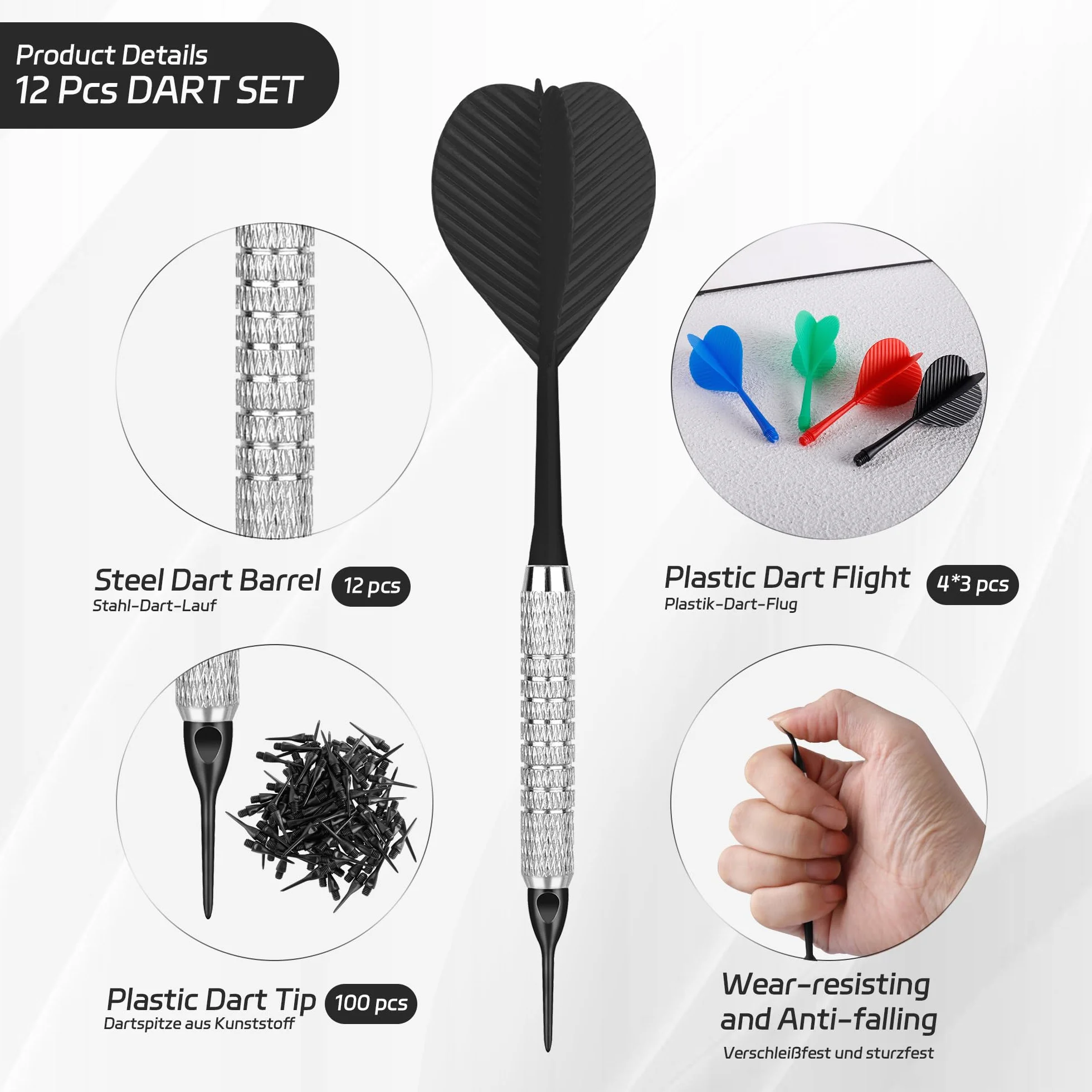 CyeeLife Lot de 12 fléchettes souples pointe plastique pour cible électronique