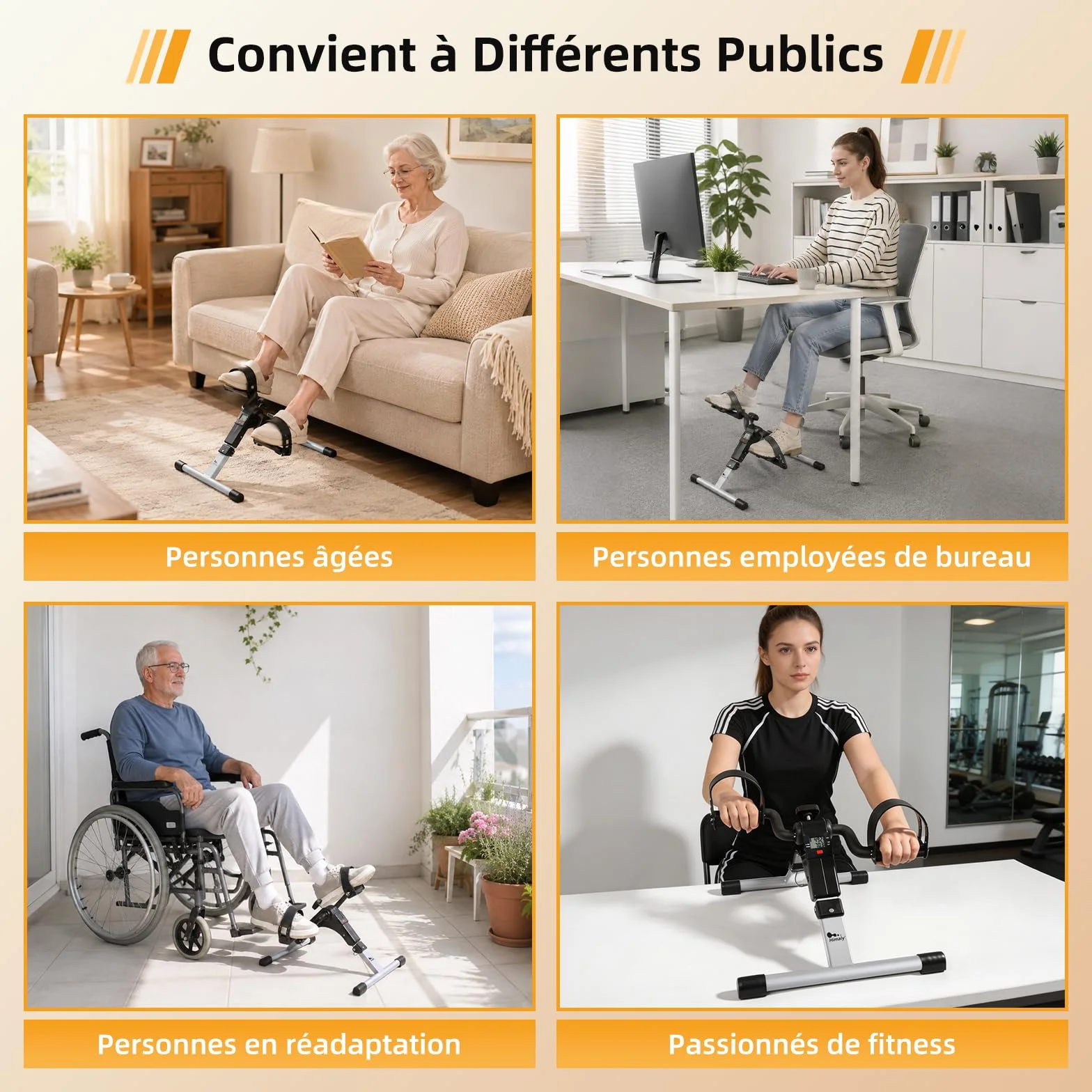Himaly Mini Exercise Bike Portable Pedal Exerciser with LCD Display Adjustable Resistance
