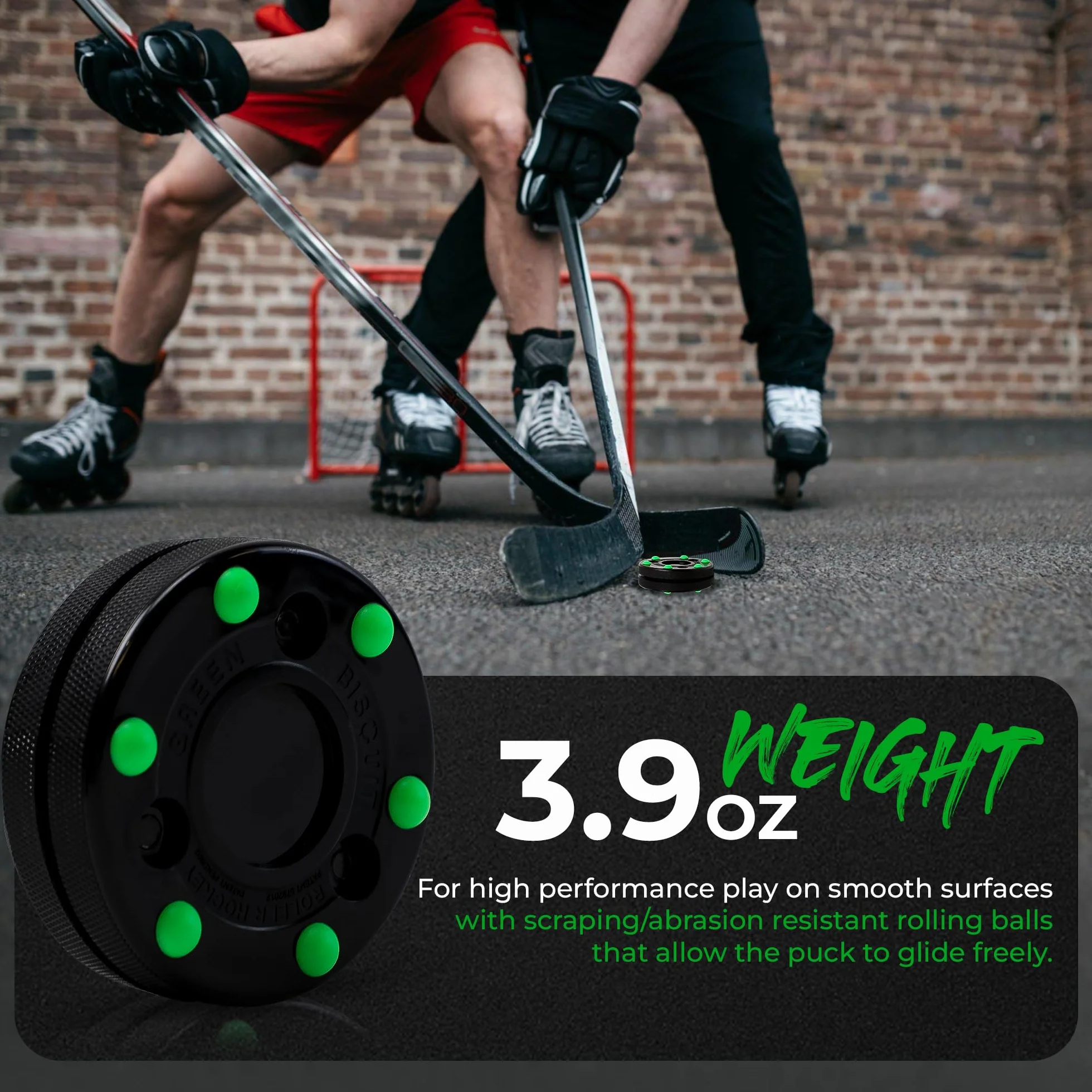 Green Biscuit Roller Hockey Puck