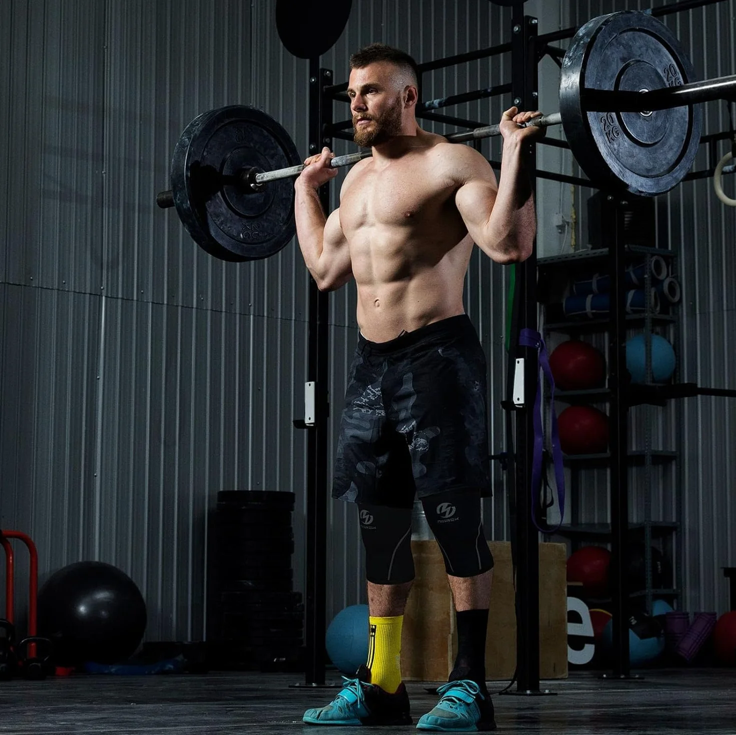 Genouillère Néoprène 7 mm Compression XL Noir pour CrossFit Haltérophilie Powerlifting