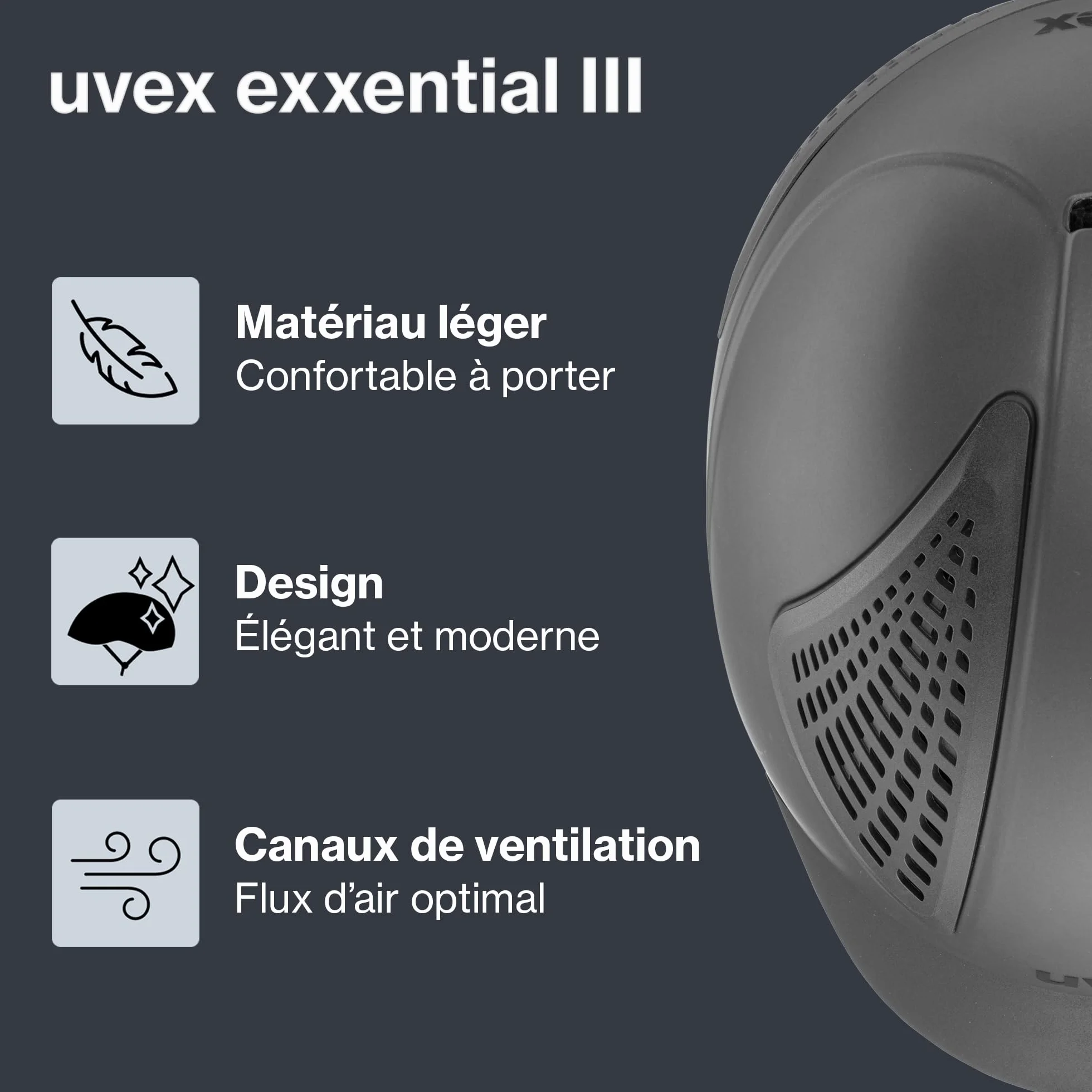 uvex exxential III Casque d'équitation léger Ajustement Individuel