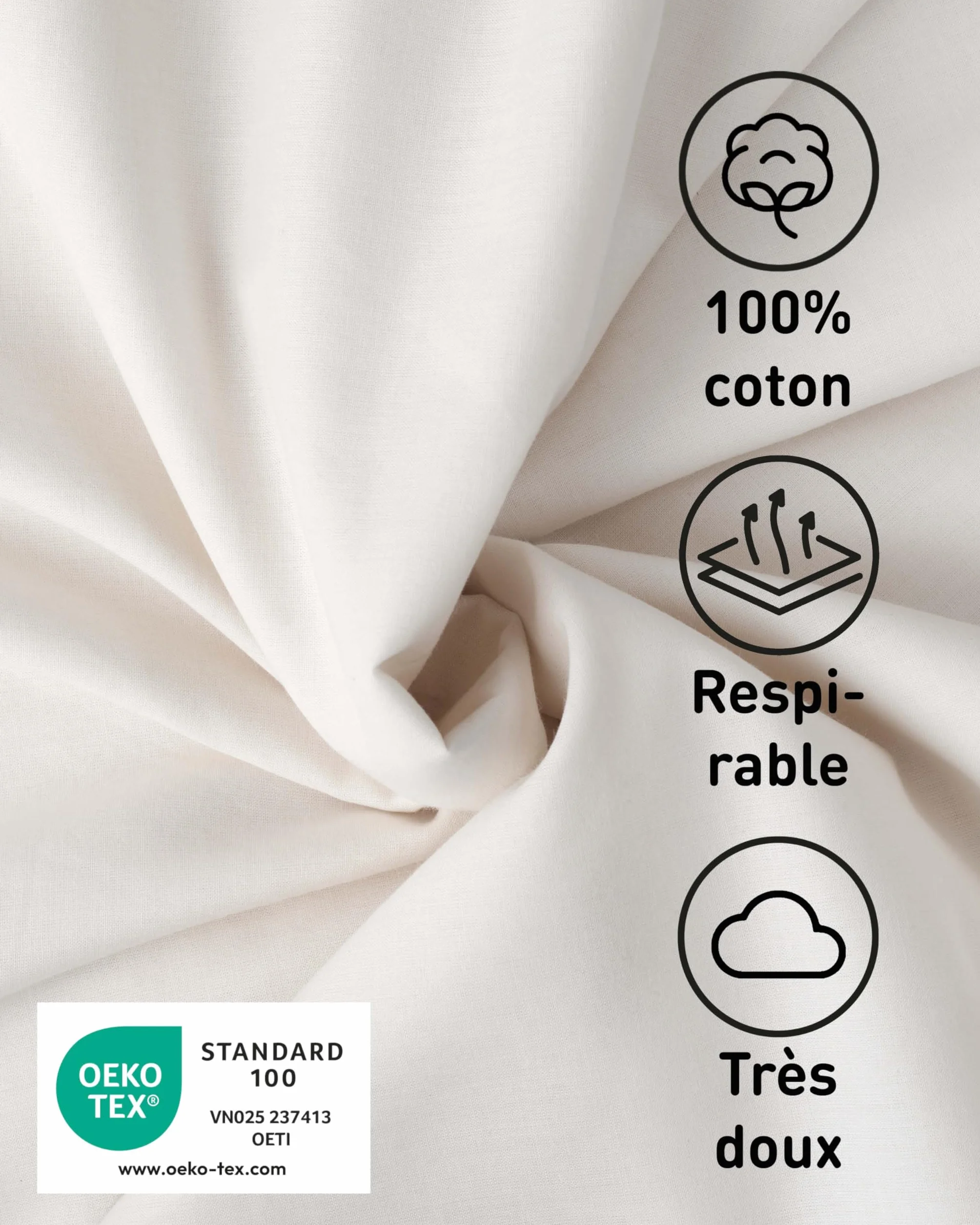 Fit-Flip Drap de Sac de Couchage Coton Microfibre 1 Personne Léger Voyage
