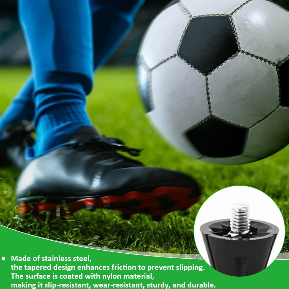Crampons de Rechange en Aluminium pour Chaussures de Football 13/16 mm, Antidérapant, Conception Effilée, Noir