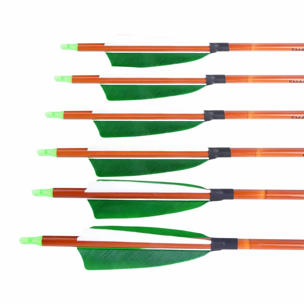 SHARROW 32" Flèche de Carbone Spine 500 Flèche Chasse avec Plumes Naturelles Tir à l'Arc