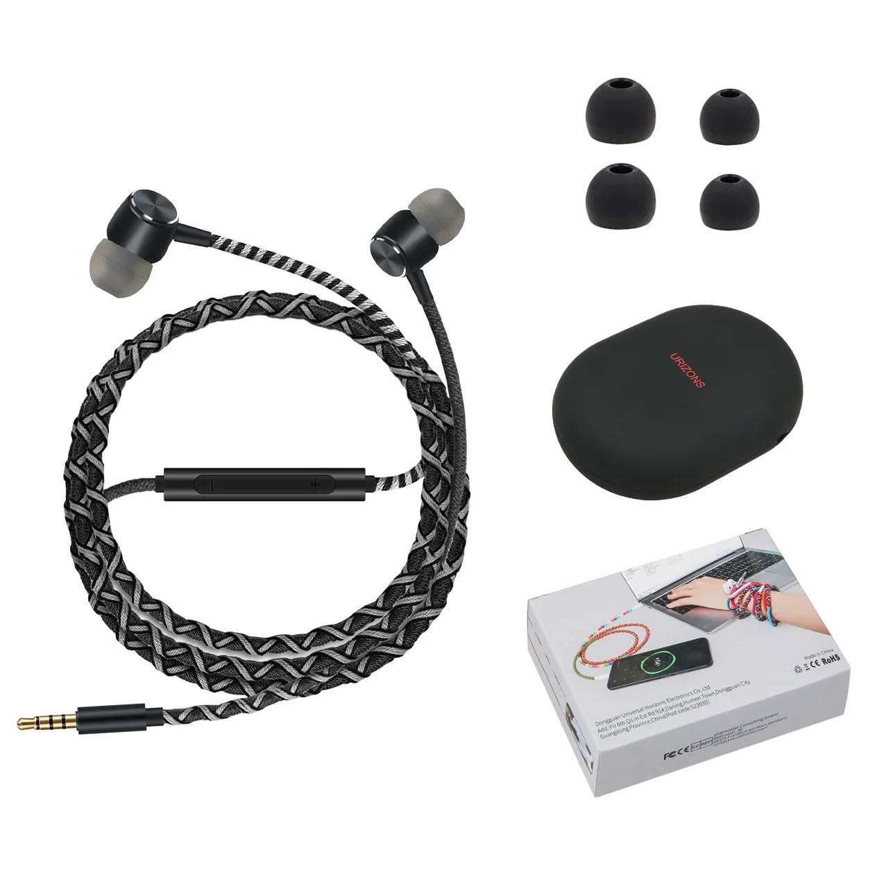 Écouteurs Intra-Auriculaires 3,5mm avec Isolation phonique et Micro, Son des Basses, Compatible iPhone iPad Samsung