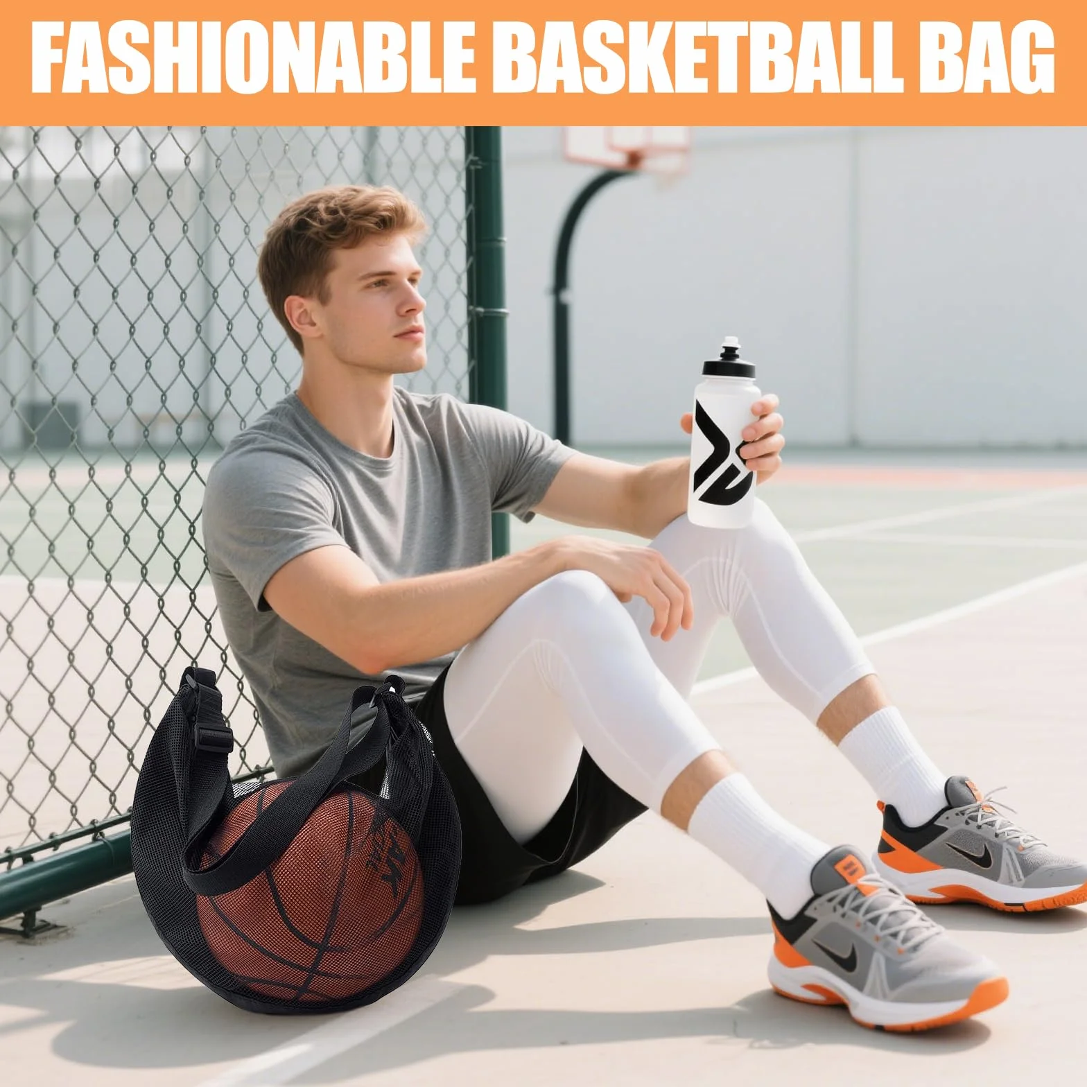 Sac à Dos de Basketball Grand Capacité Filet Ballon Football Tennis Volleyball Rugby