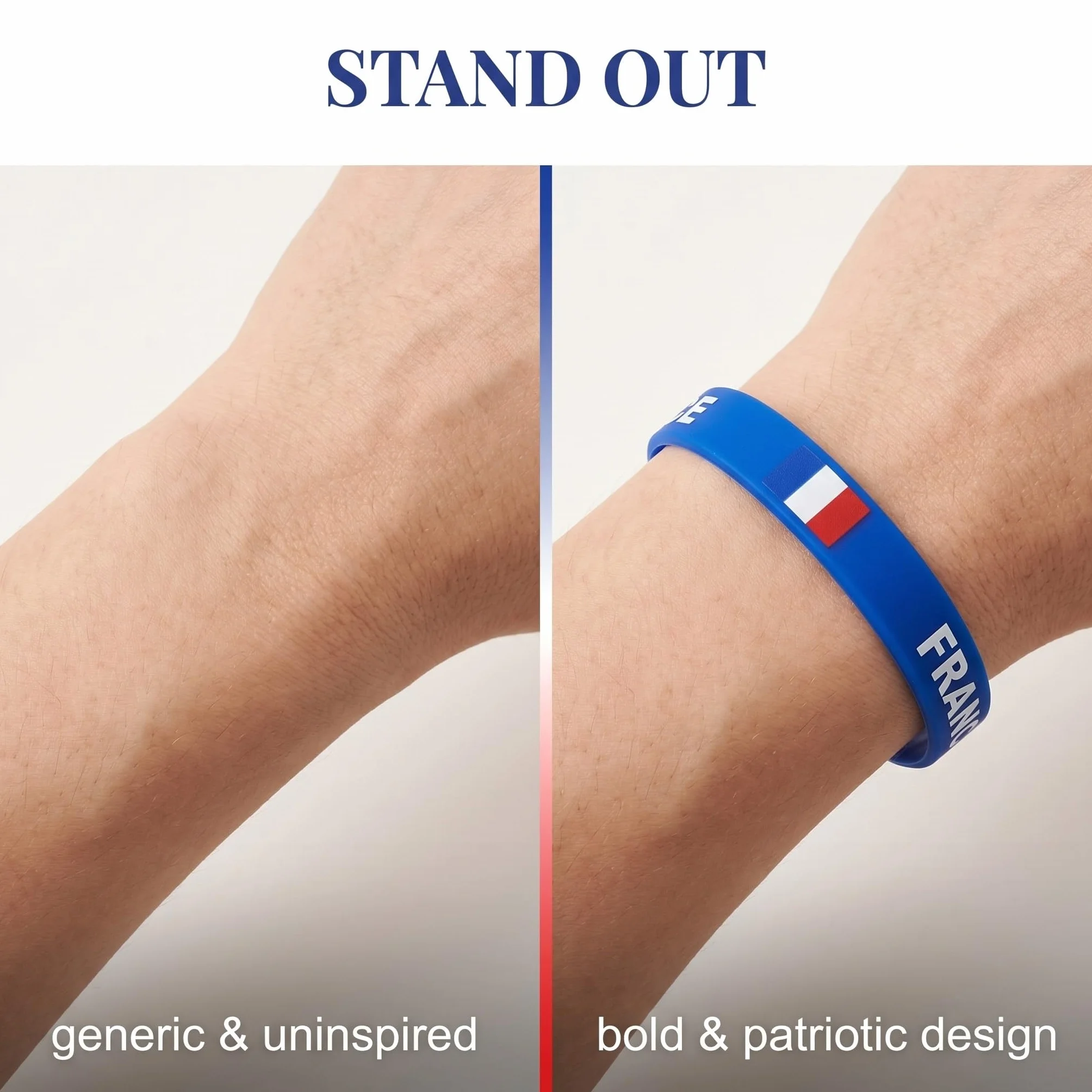 Bracelet Nylon Bleu Blanc Rouge Élastique Réglable Imperméable Taille Unique 4 Pièces