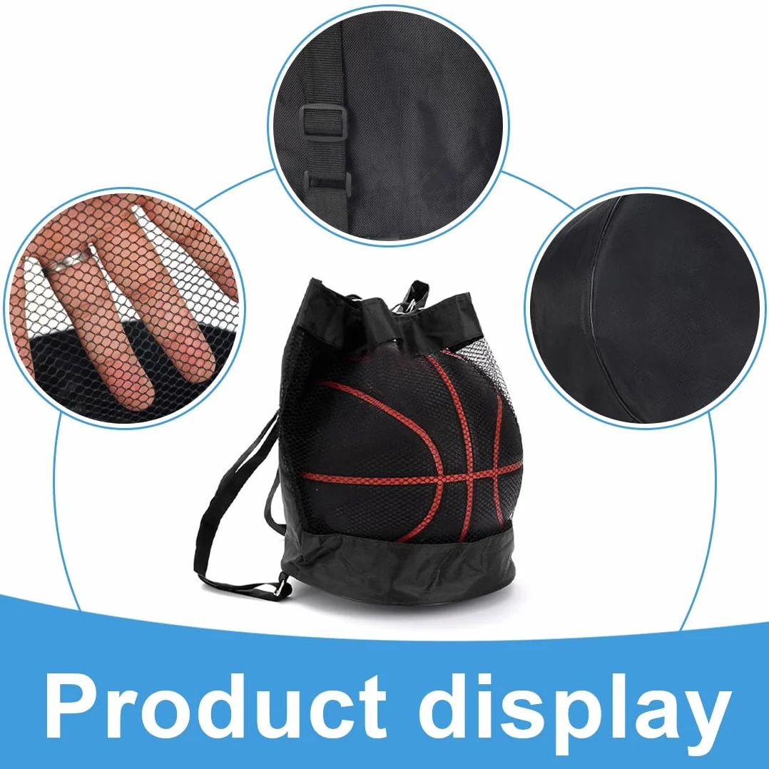 WeddHuis Sac à Ballons Filet de Ballon de Football Sac de Sport Polyvalent Sac de Plage en Mesh Sac à Dos de Gym Filet Portable pour Football Basketball Tennis Volleyball Rugby