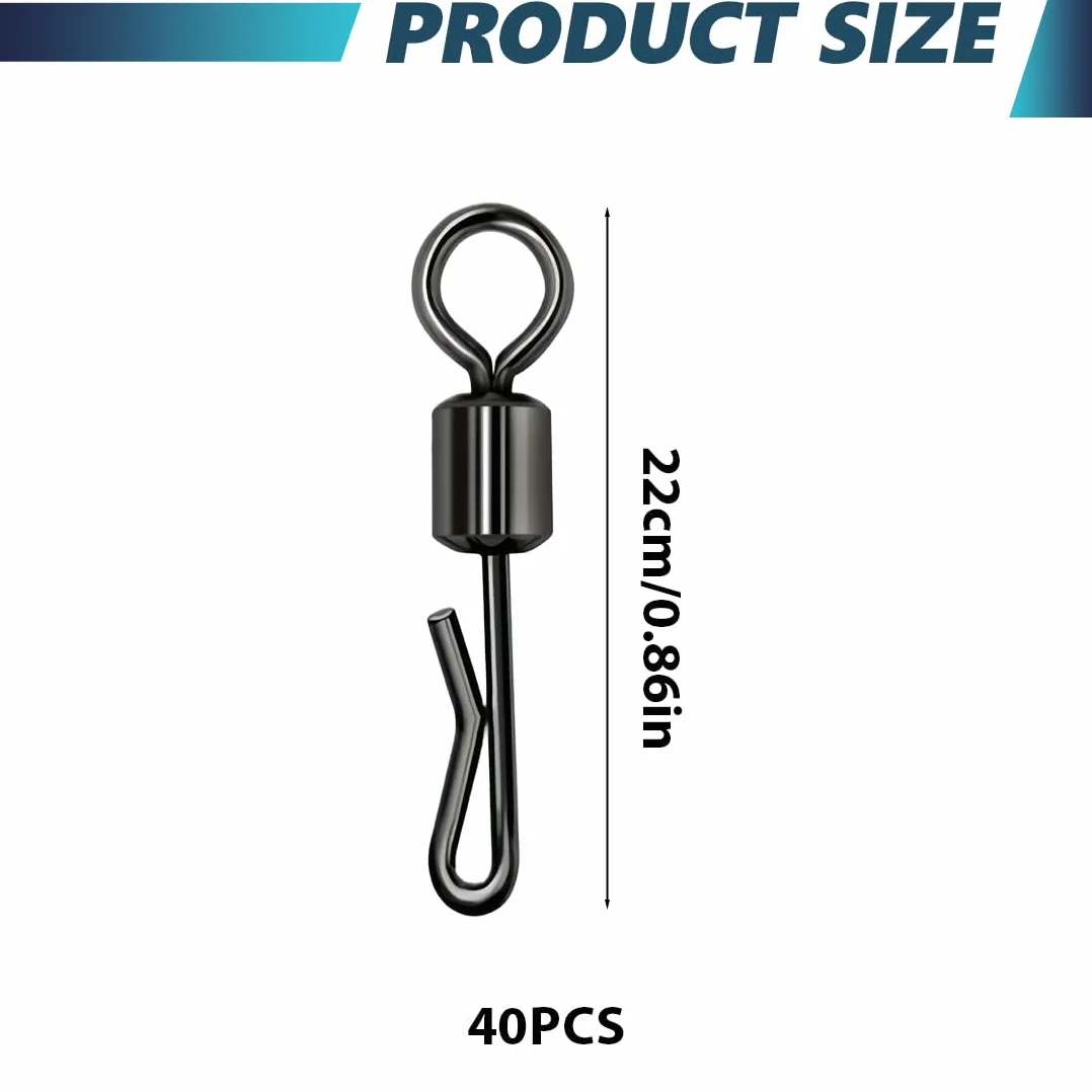 Émerillons de pêche clips à changement rapide en forme de Q lot 40 pièces
