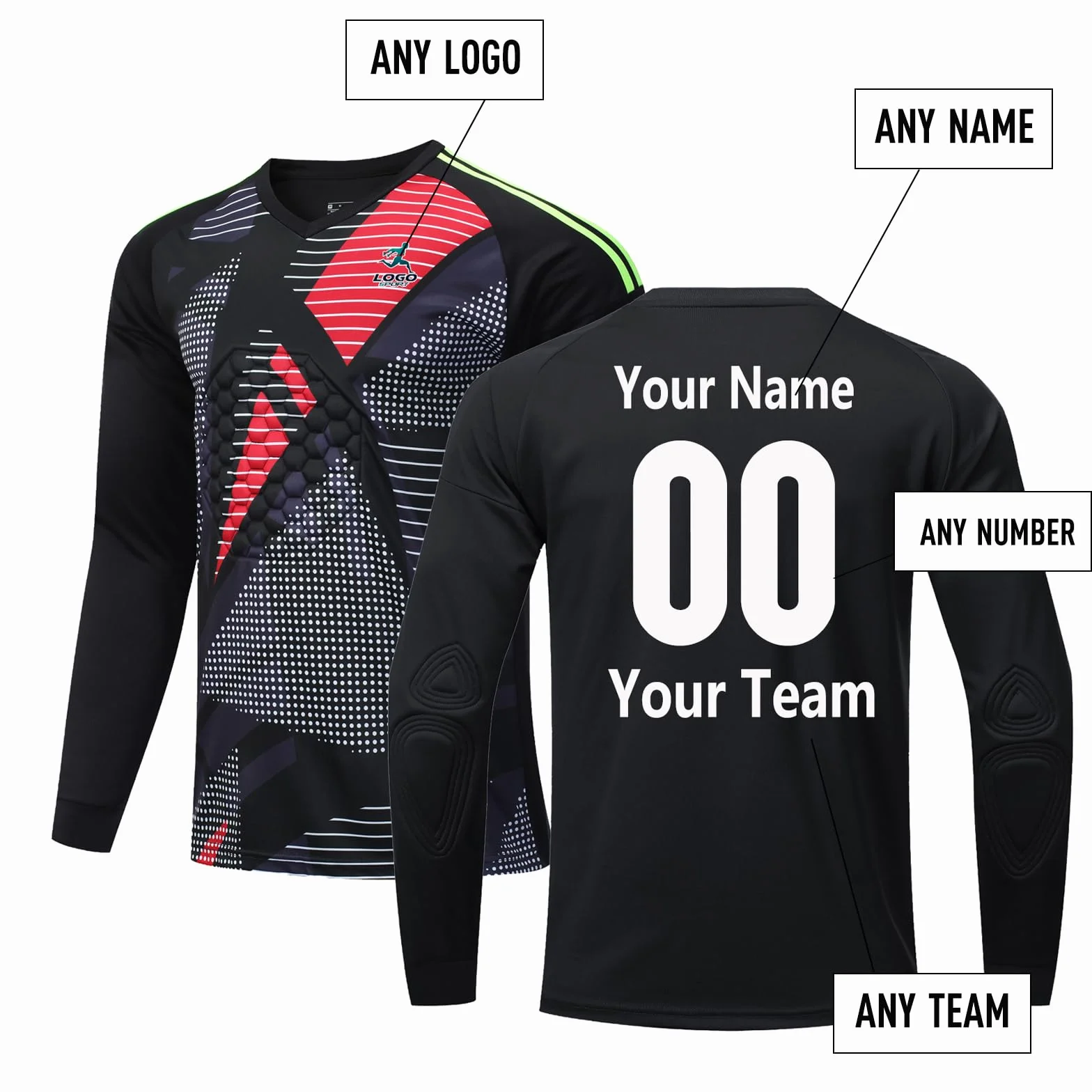 Uniformes de Gardien de But Personnalisés Maillot Adulte Sweat-Shirt Éponge