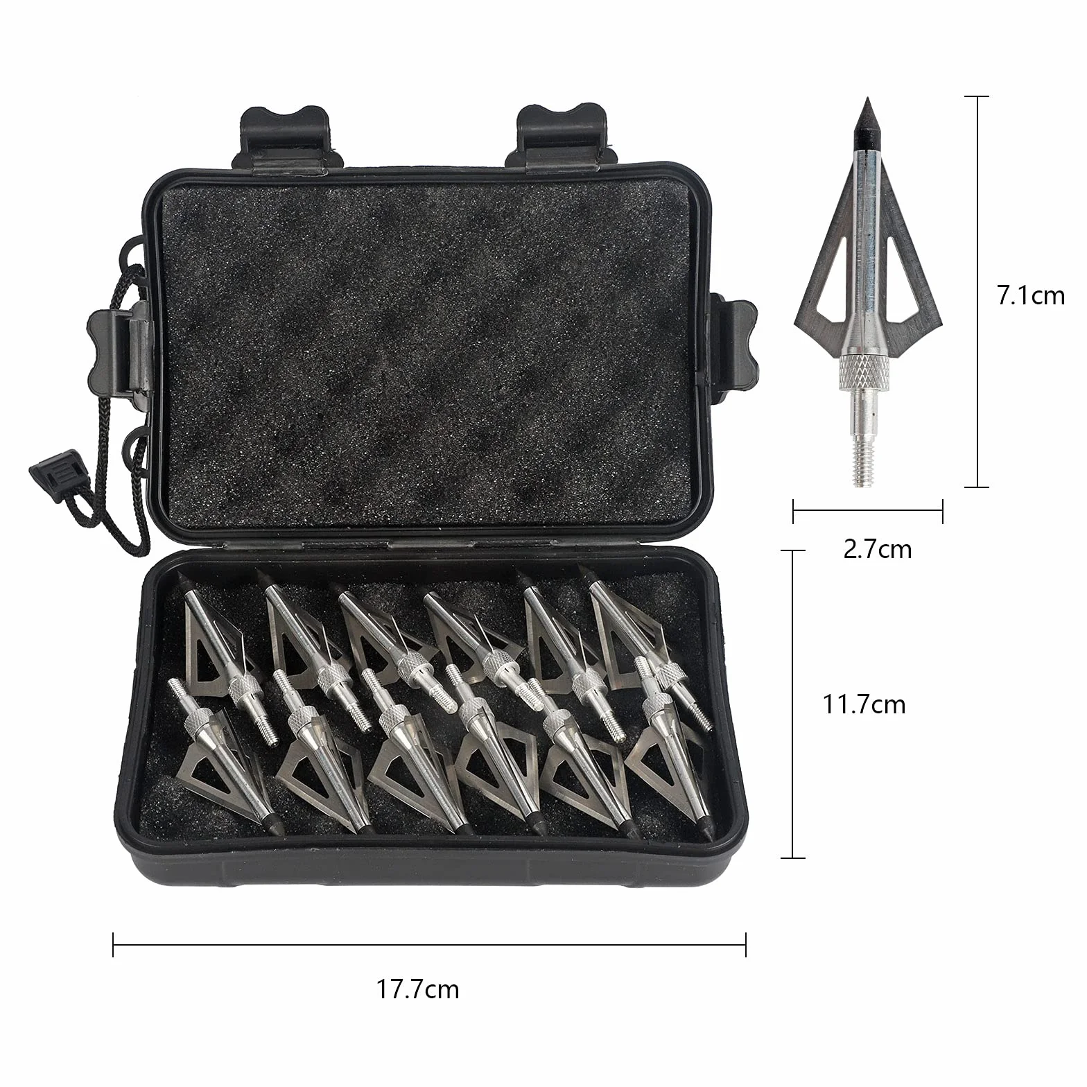 Pointes de Chasse au tir à l'arc, Têtes de Flèches à 100 Grains avec 3 Lames en Acier Inoxydable, Pointes de flèche en Plein Air avec Boîte de Rangement