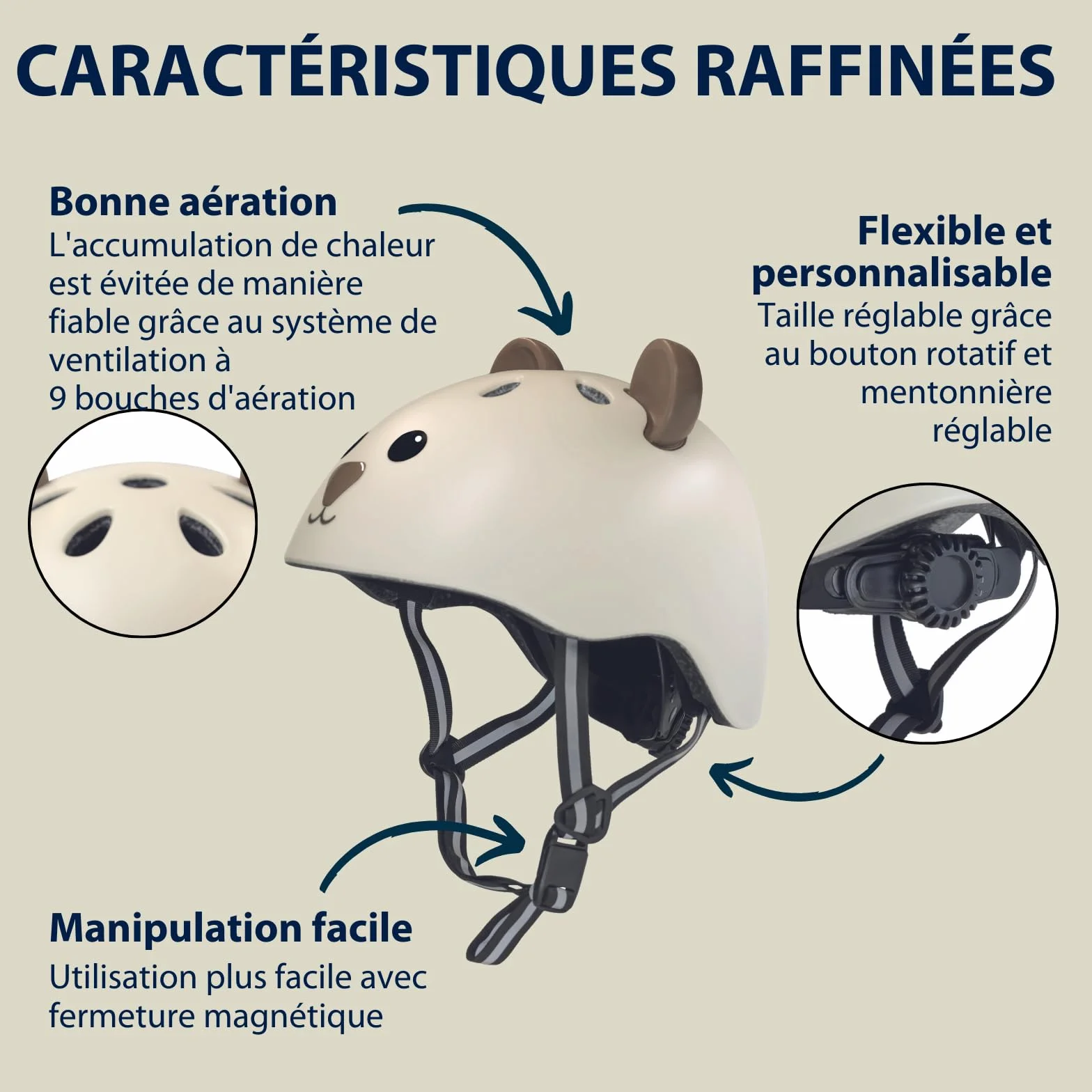 HUDORA Casque Enfants Beary XXS/XS Motif Ours pour Draisienne Trottinette Vélo