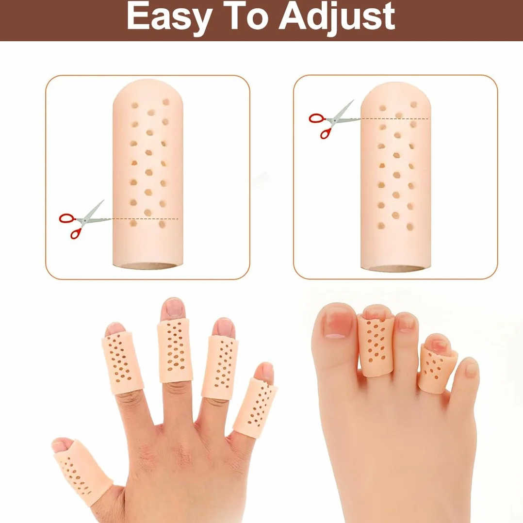 Lot de 12 Protège-Doigts en Gel de Silicone, Protection du Pouce et du Bout des Doigts Après Blessure, Couleur de Peau