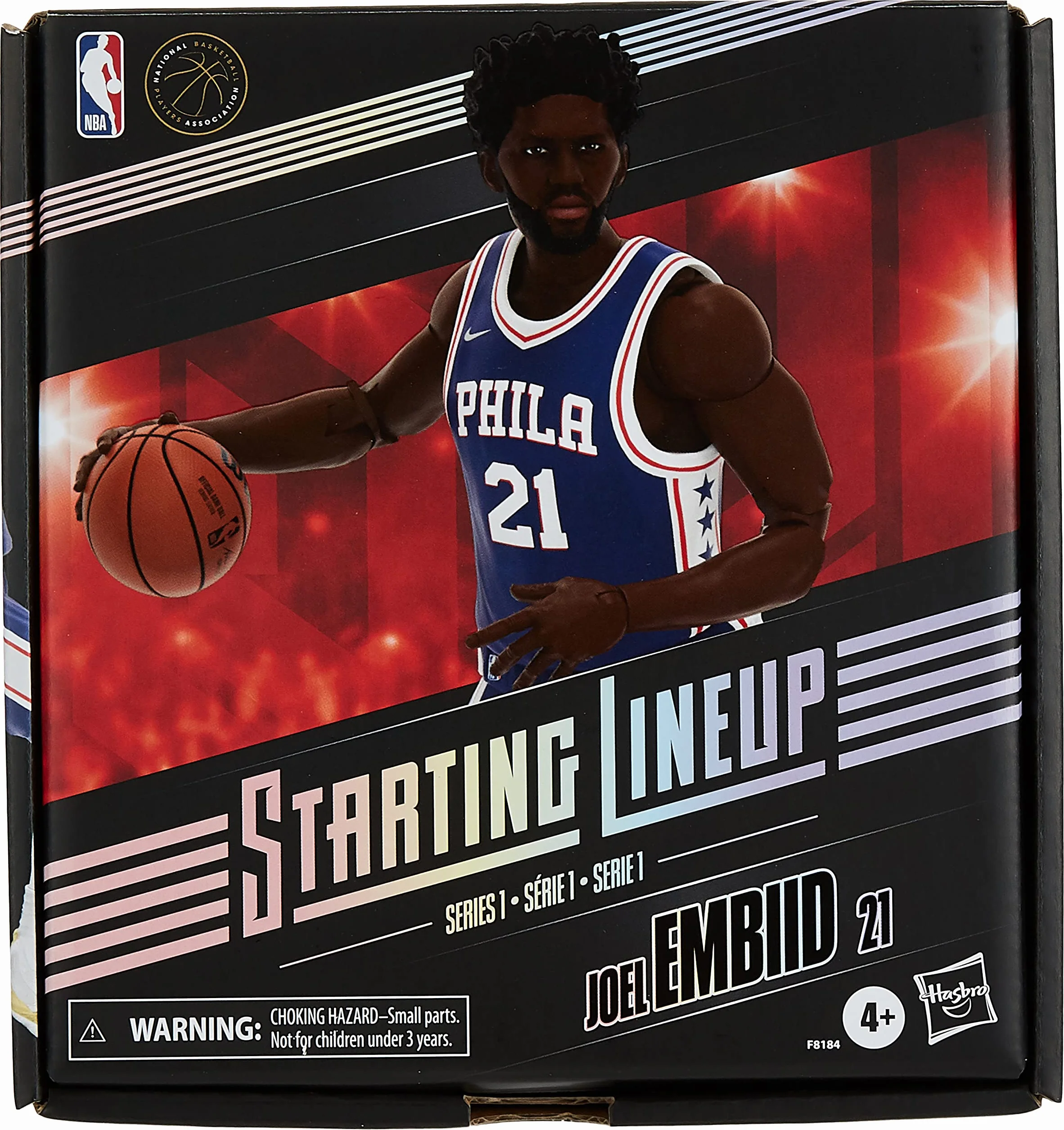 Hasbro Starting Lineup NBA Series 1 Joel Embiid Figurine d'action 15 cm Carte à Collectionner Panini Sports Exclusive Basketball
