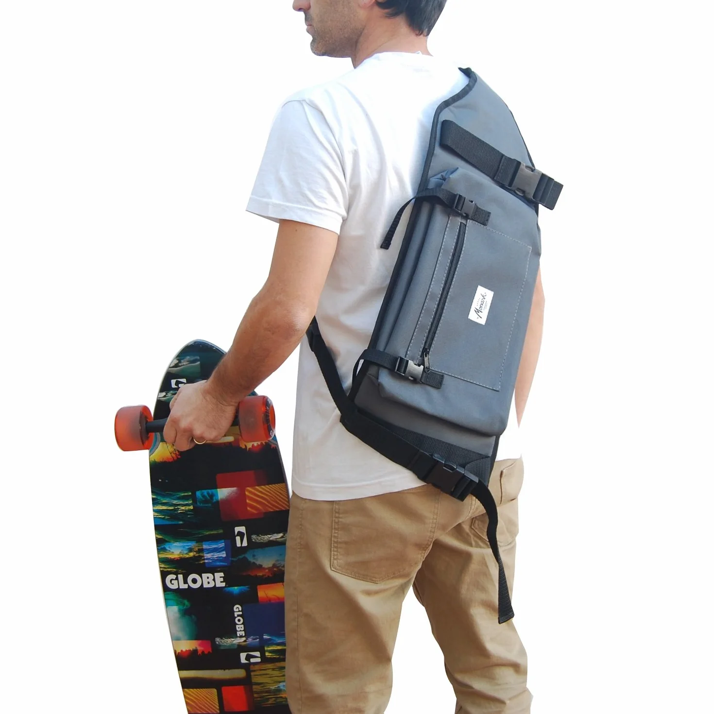 Sac à dos pour Longboard Skateboard Gris