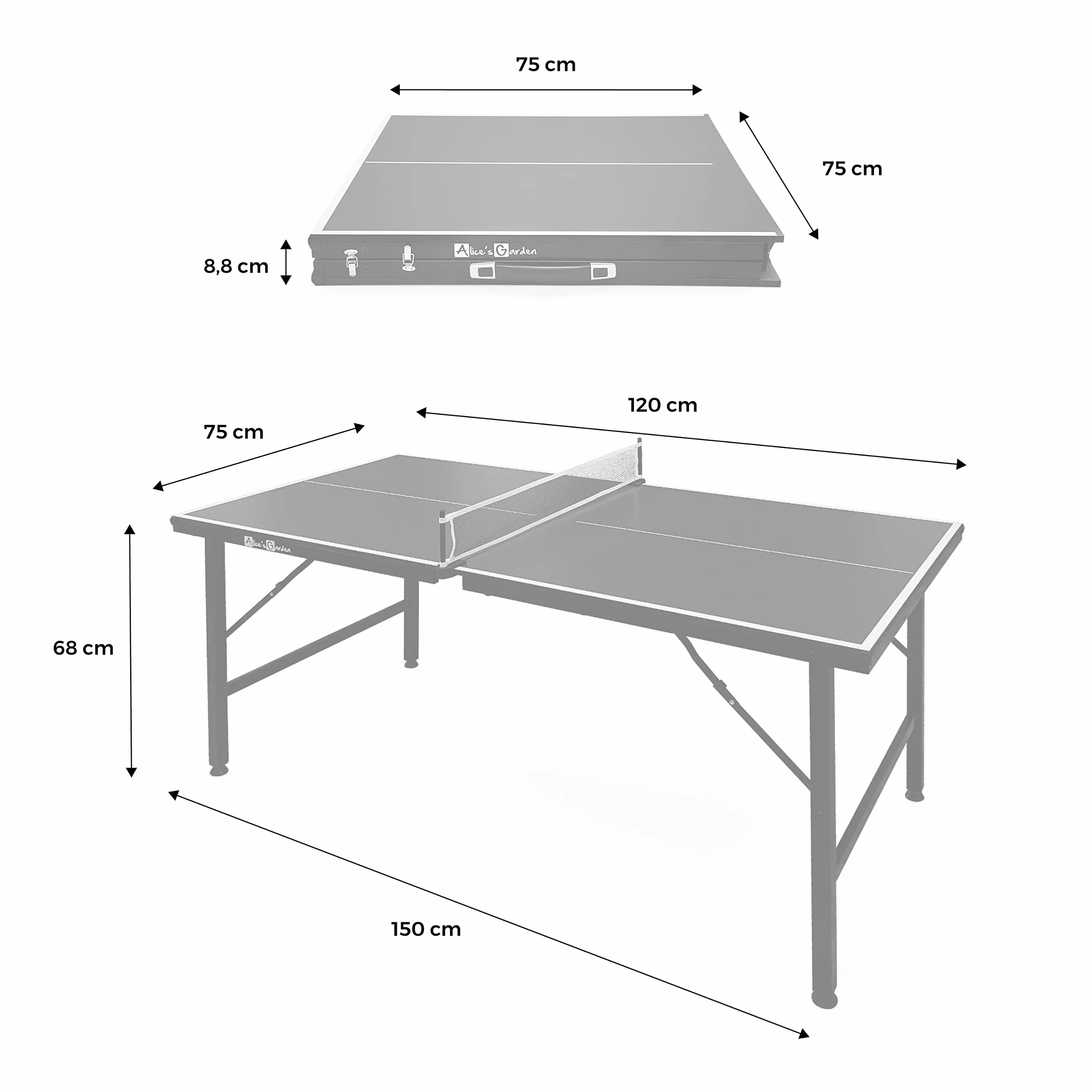 Table de ping Pong Pliable 150x75cm Bleue avec 2 Raquettes et 3 balles