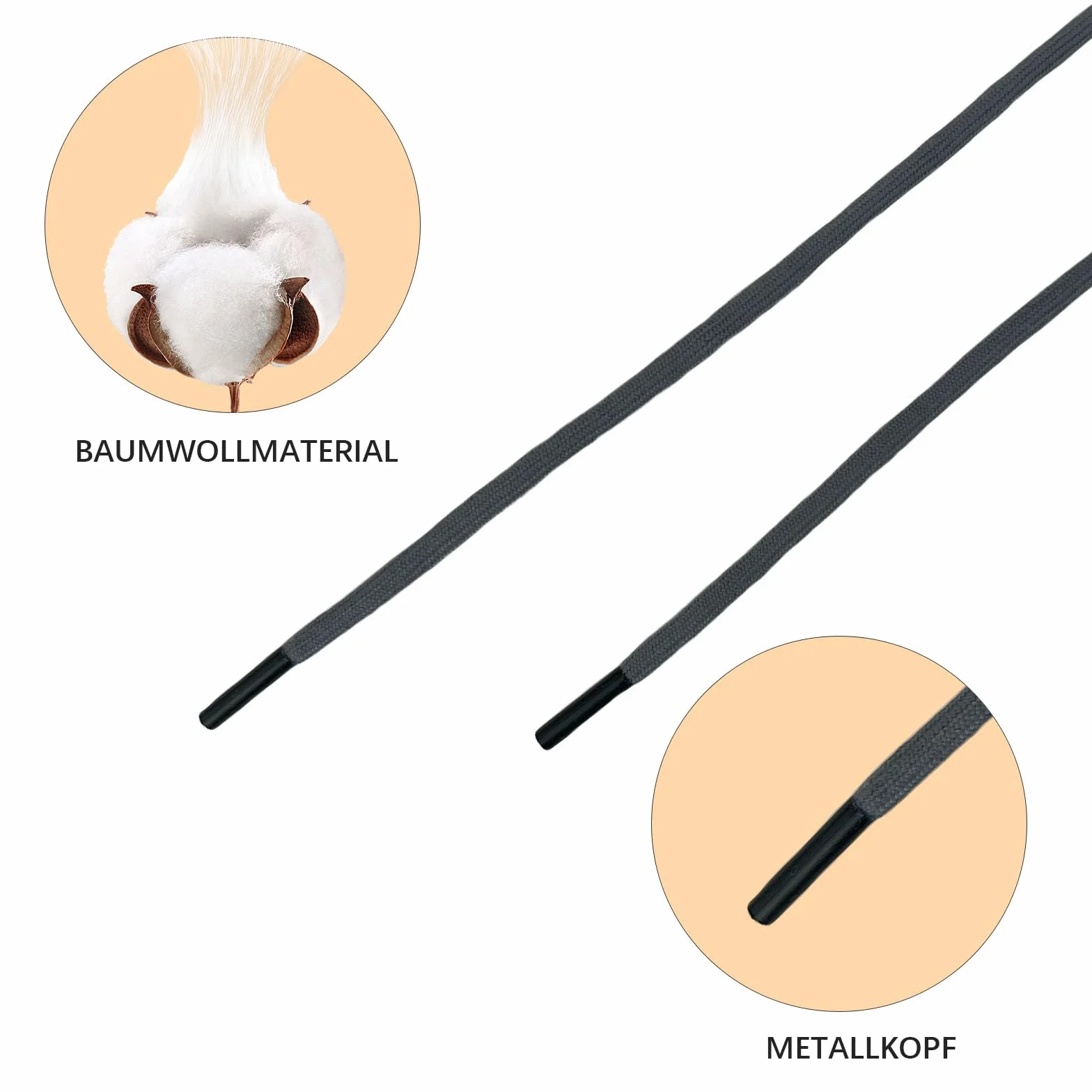 Cordon pour Pantalon de Jogging en Coton avec Épingle à Repasser, Dunkelgrau 180cm