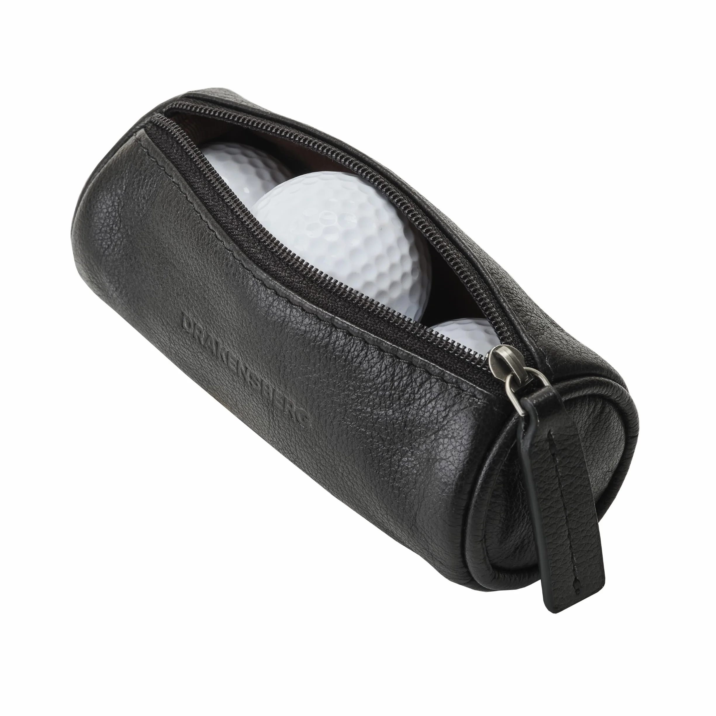 DRAKENSBERG Birdie Étui de luxe en cuir pour balles de golf avec porte-tees, 3 balles, Noir