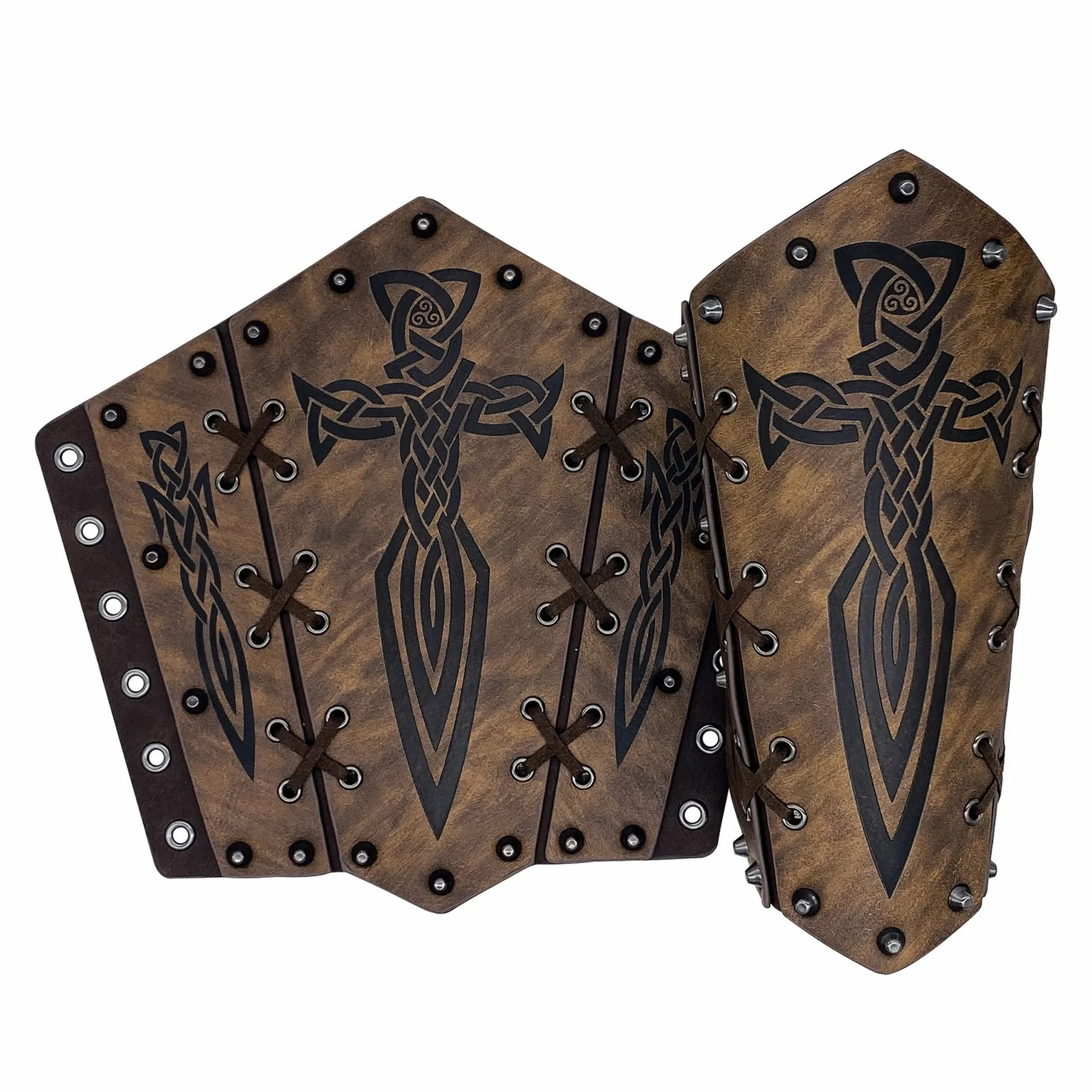 Bracelets Viking pour Homme, Gantelets Médiévaux en Faux Cuir, Vambrace Rétro pour LARP Cosplay