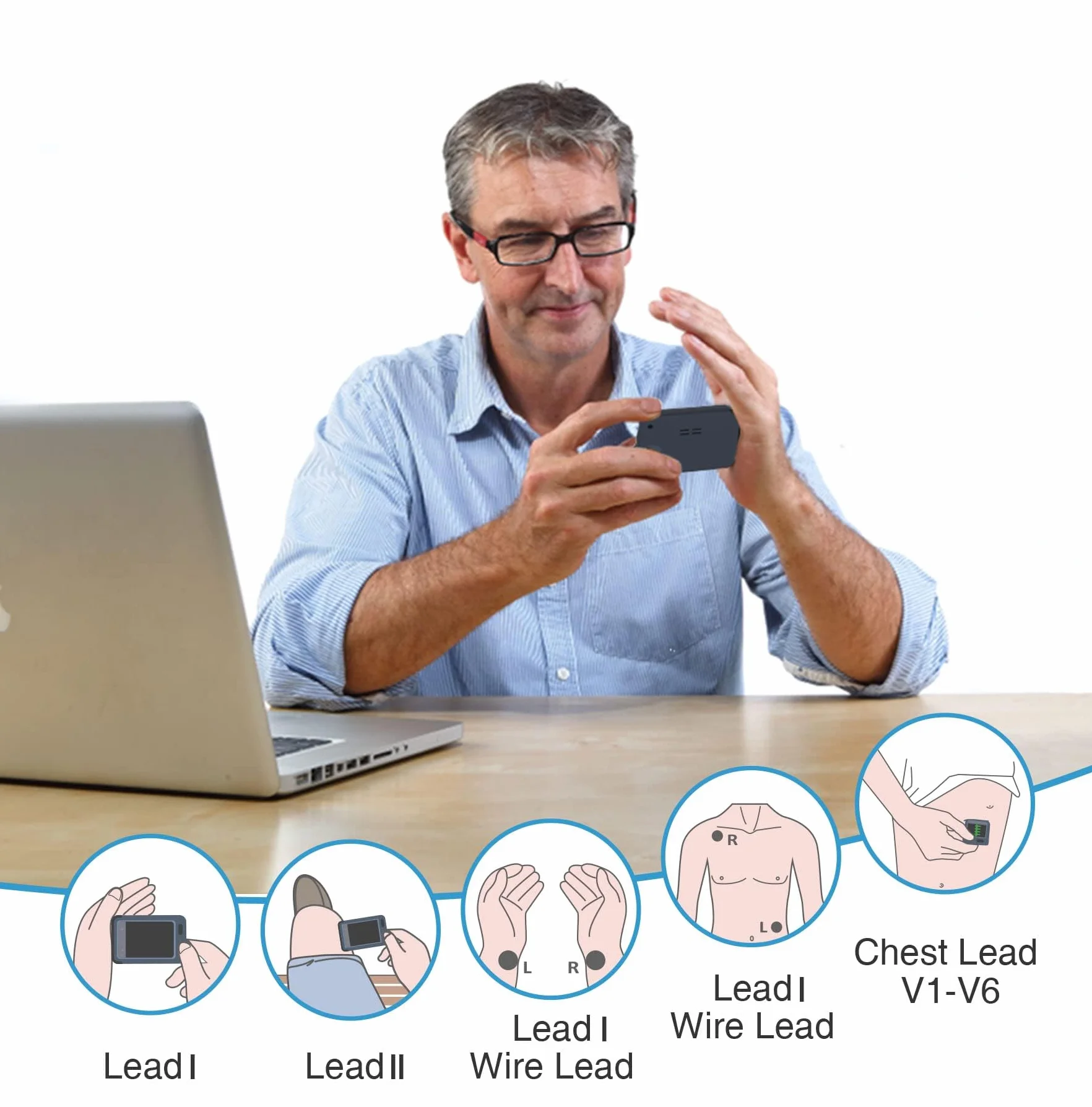 ViATOM Appareil ECG Portable – Moniteur ECG Bluetooth avec Affichage en Temps Réel et Mémoire Illimitée