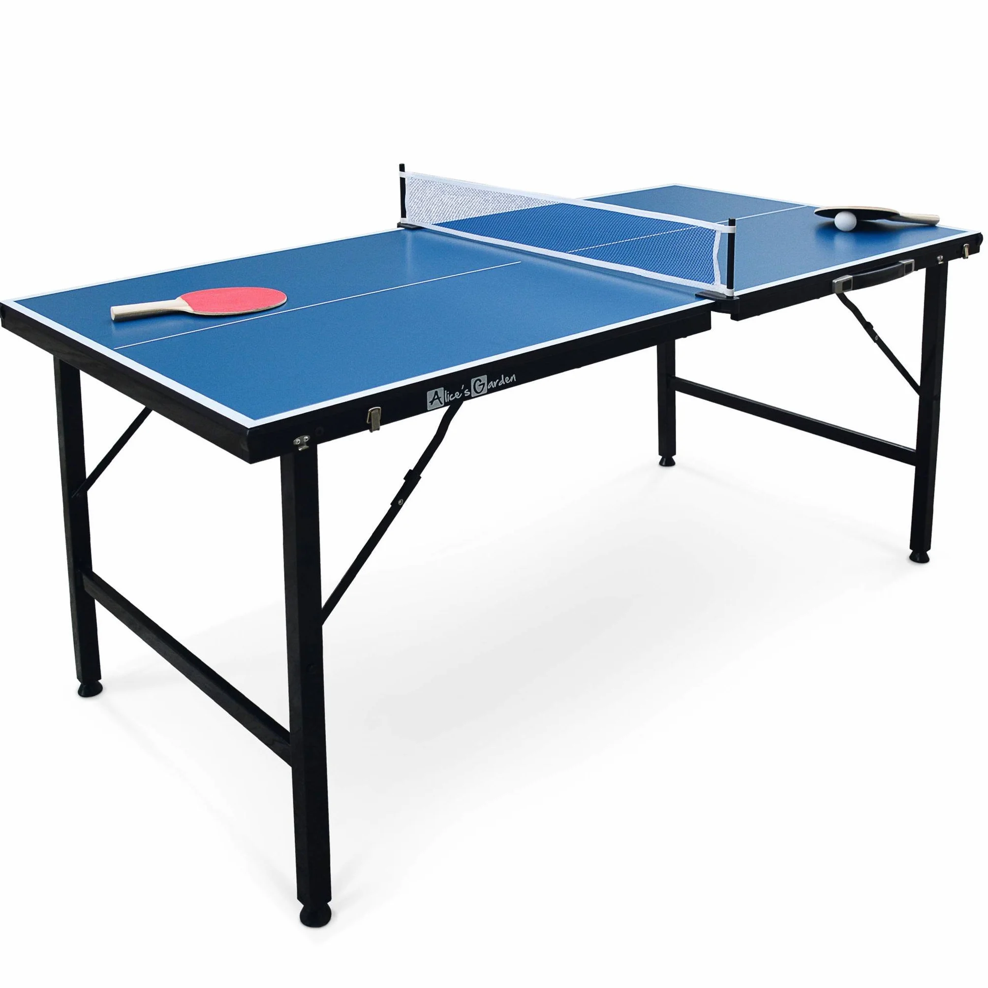Table de ping Pong Pliable 150x75cm Bleue avec 2 Raquettes et 3 balles