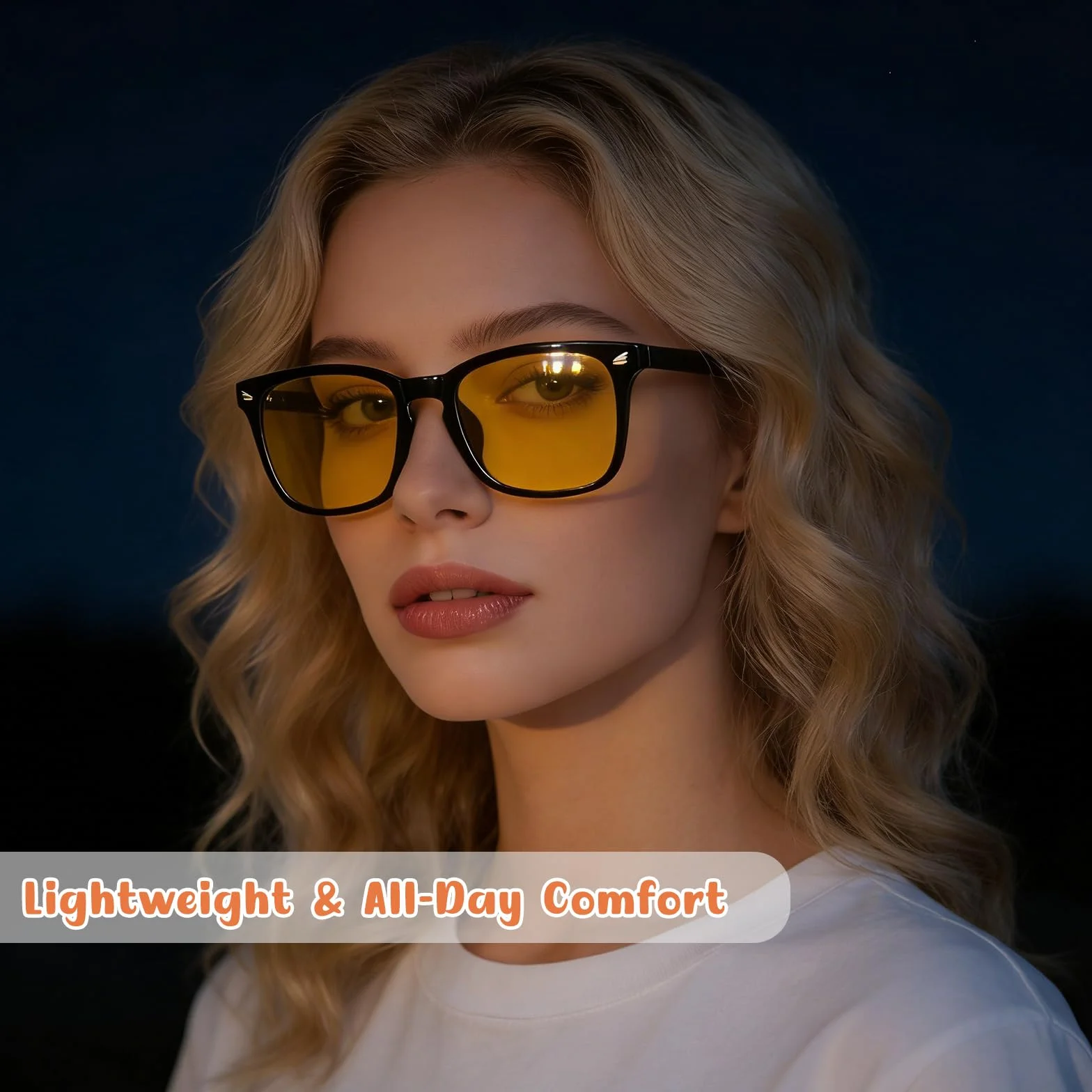 Lunettes de Conduite Nocturne Polarisées Anti-éblouissement Verres Jaunes Protection UV400