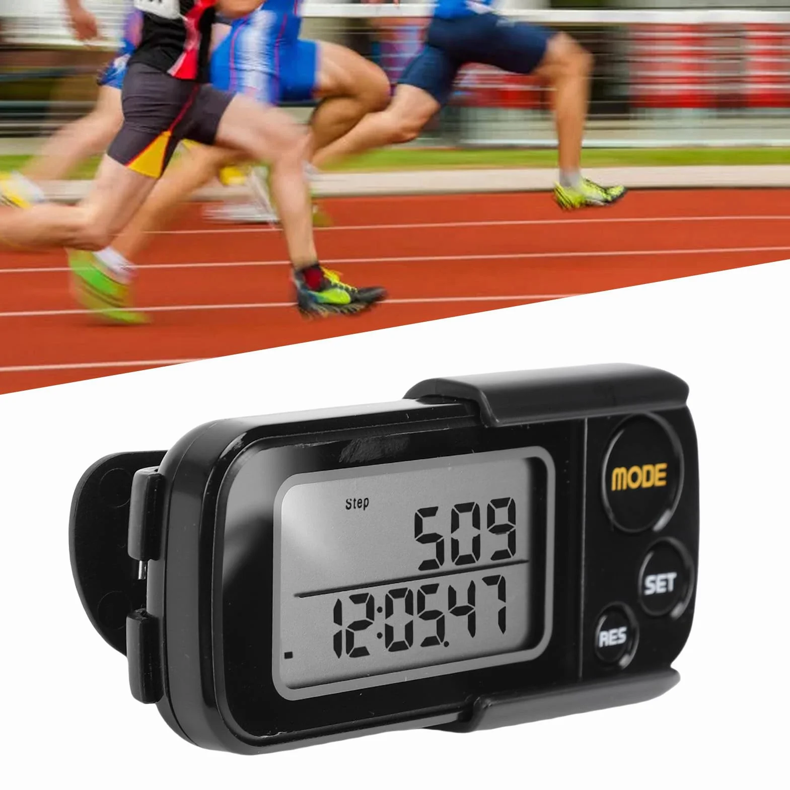 SIXRUN Podomètre 3D, Compte-Pas Précis avec Grand écran LCD et Mémoire 30 Jours