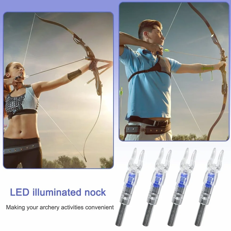 DONGKER Tir L'Arc Coco, 10 Pièces Coques Illuminées Automatiquement pour Tiges de Flèches 6,2 mm Chasse