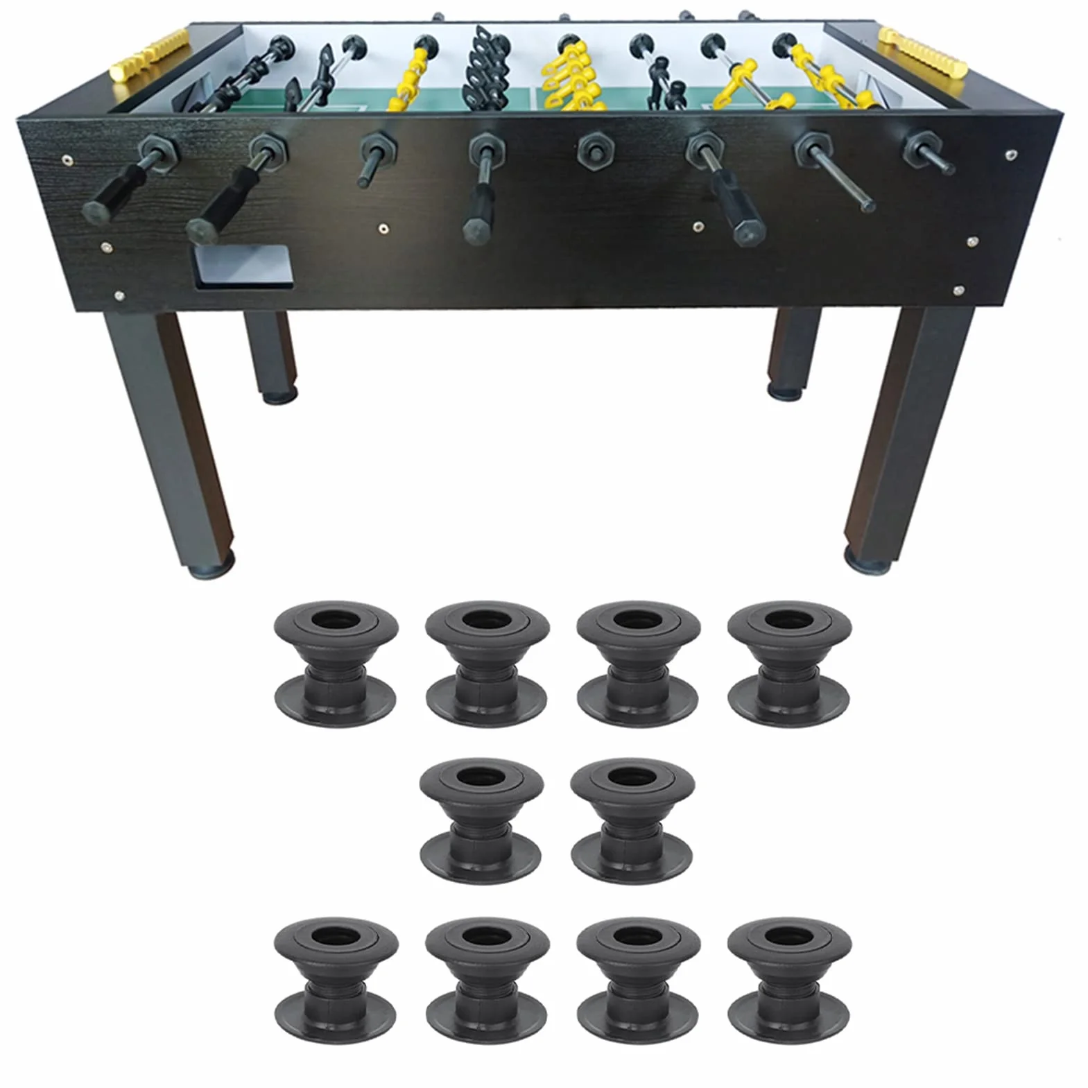 Accessoire de Roulement de Baby-Foot Noir, Structure Filetée à Hauteur Réglable en Plastique
